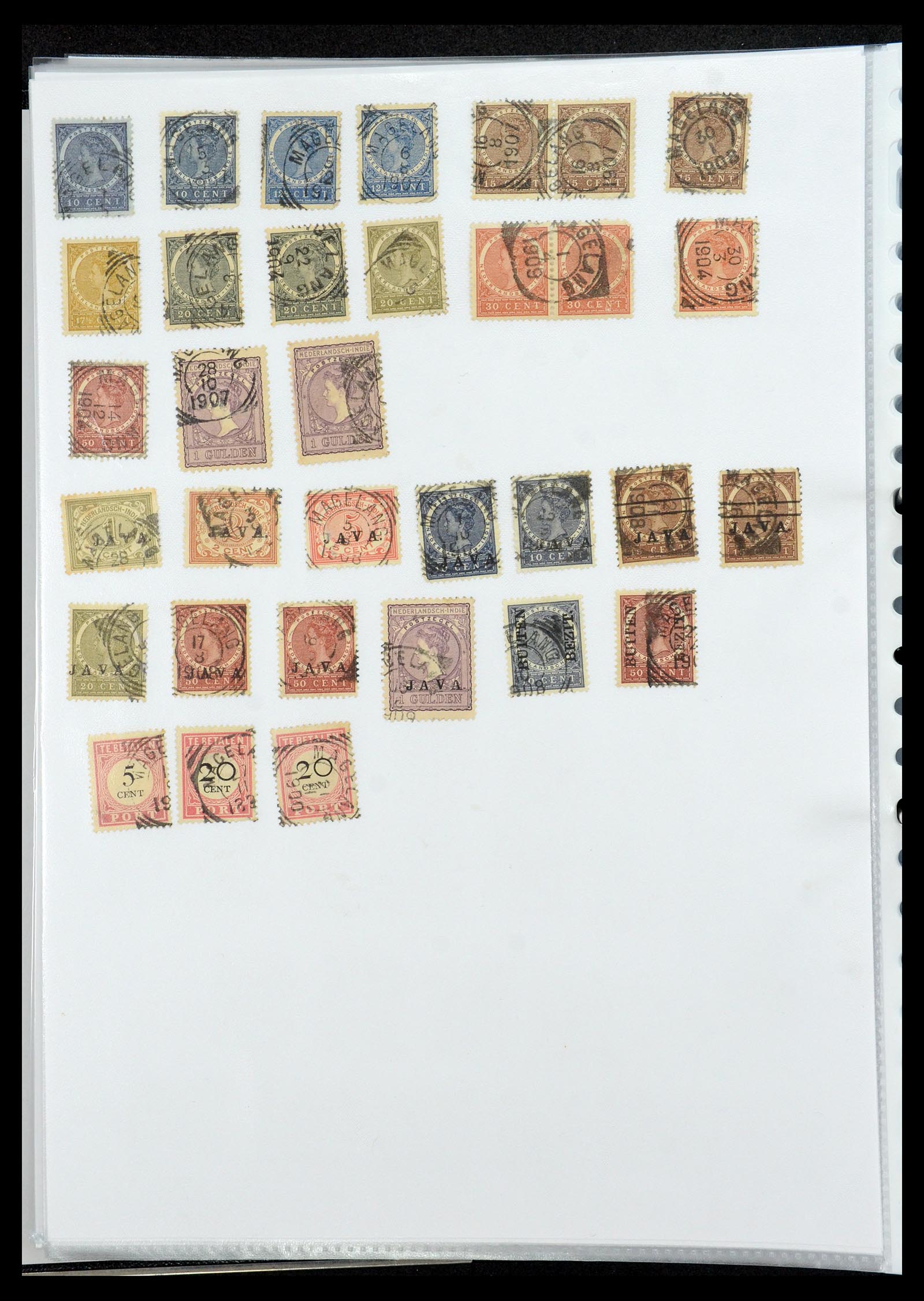 36432 095 - Postzegelverzameling 36432 Nederlands Indië vierkant stempels.