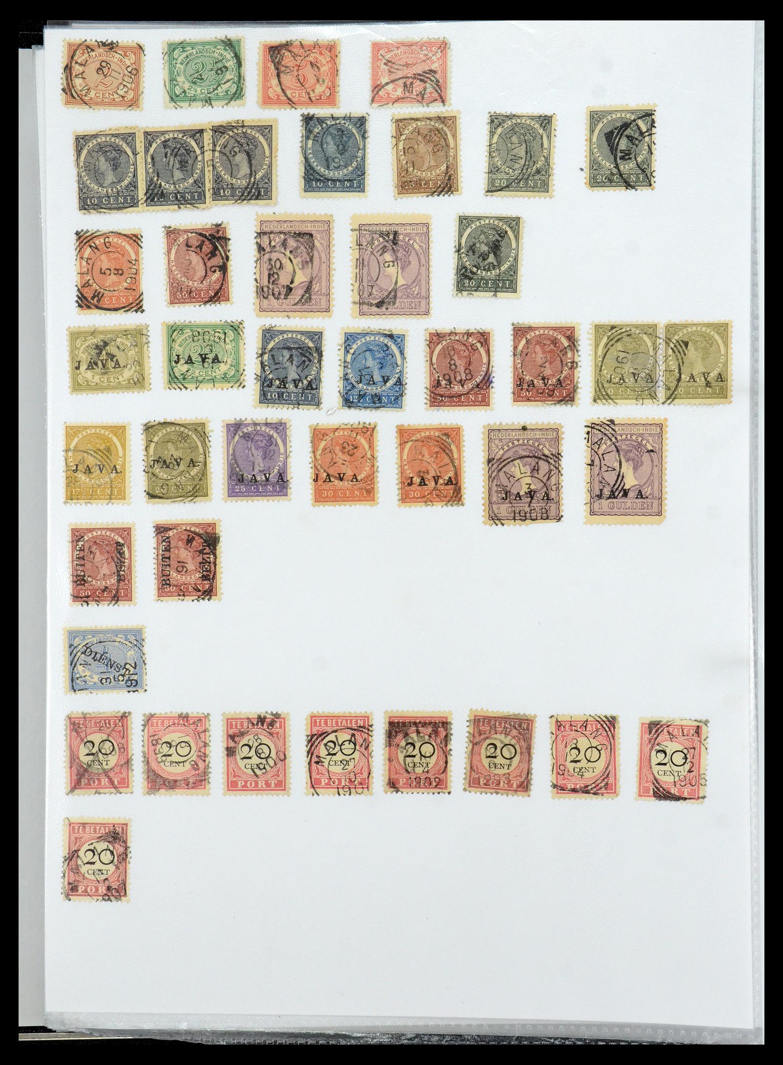 36432 100 - Postzegelverzameling 36432 Nederlands Indië vierkant stempels.