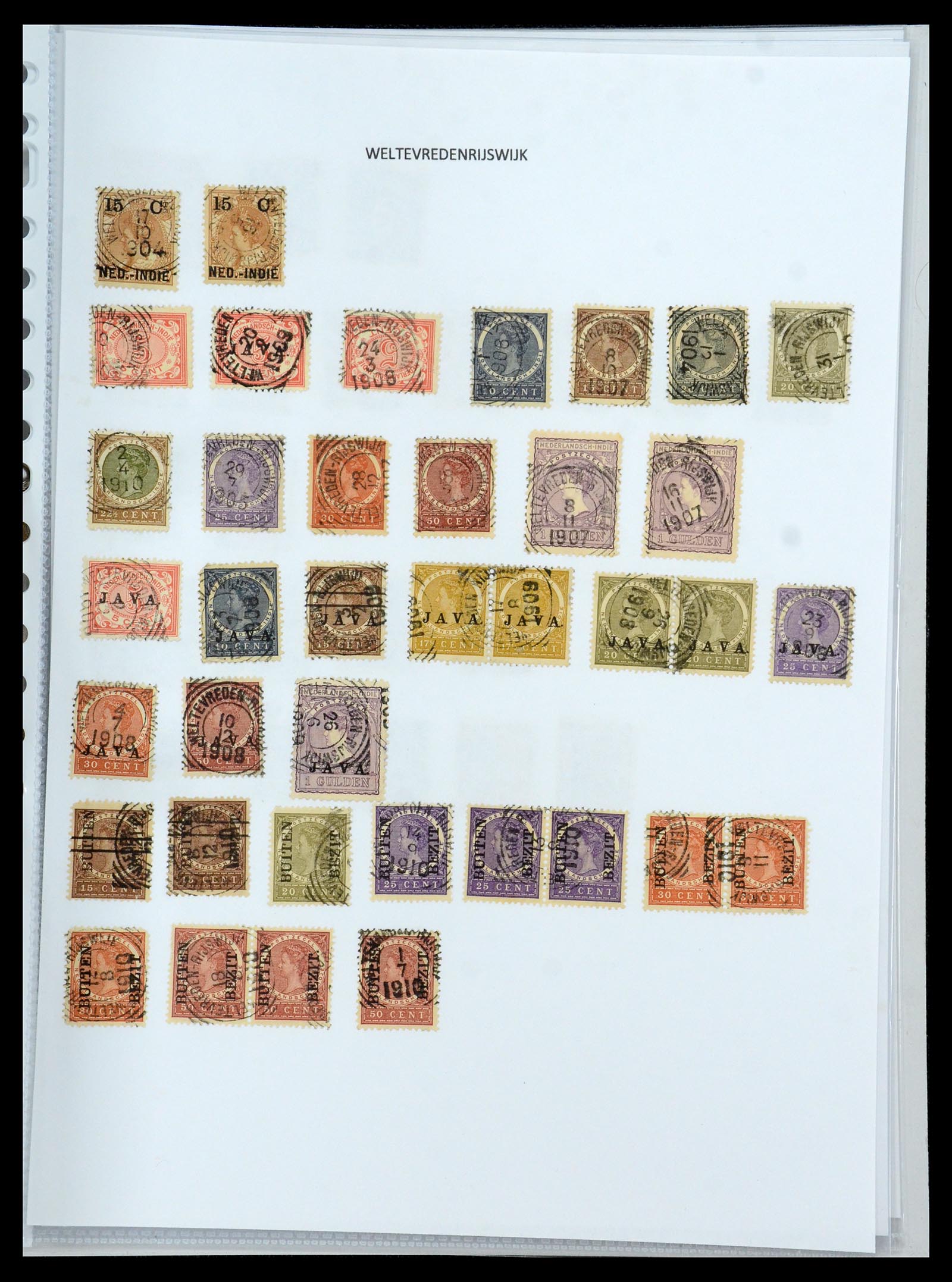 36432 221 - Stamp collection 36432 Dutch east Indies square cancels.