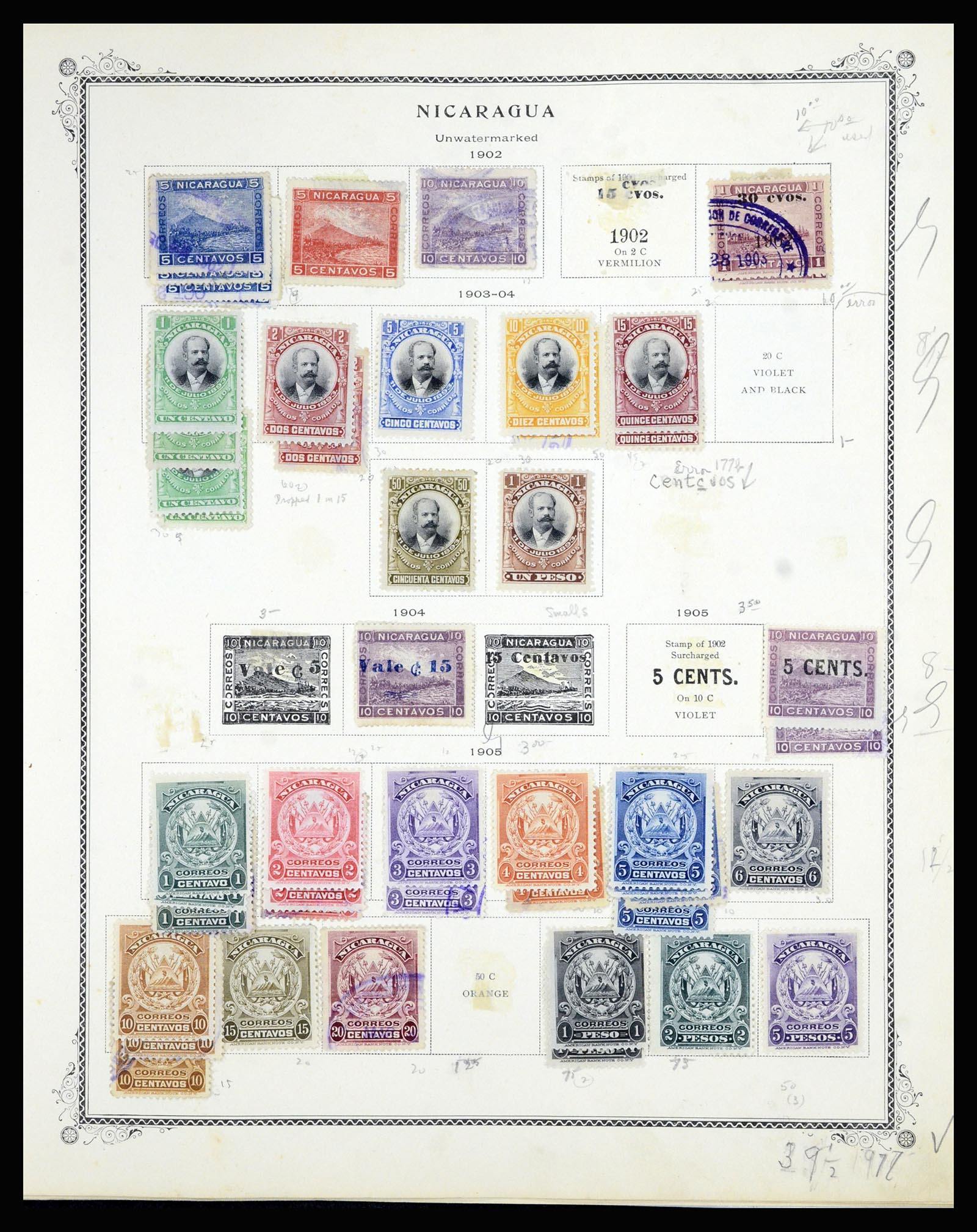 36494 005 - Postzegelverzameling 36494 Nicaragua 1902-1945.