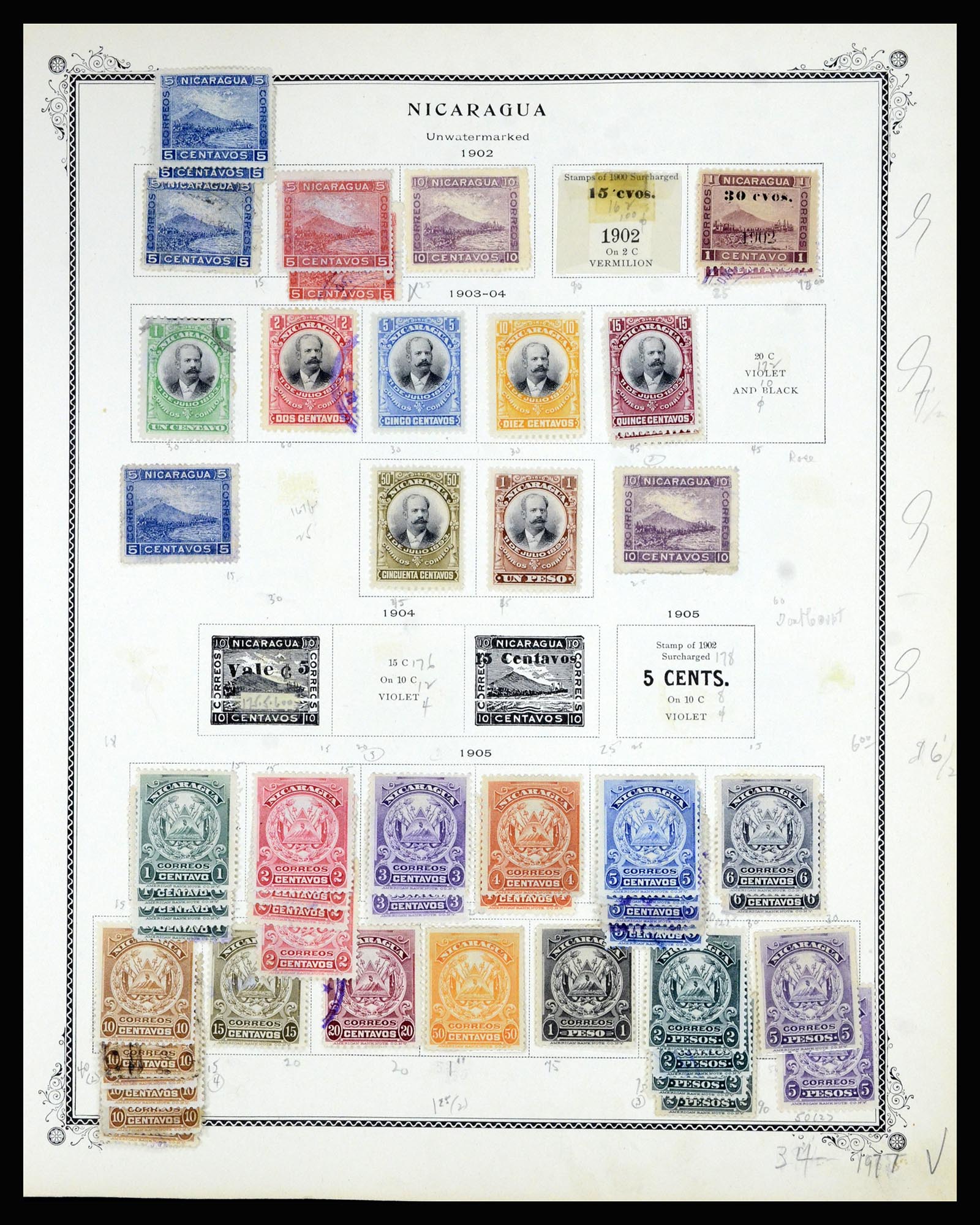 36494 007 - Postzegelverzameling 36494 Nicaragua 1902-1945.