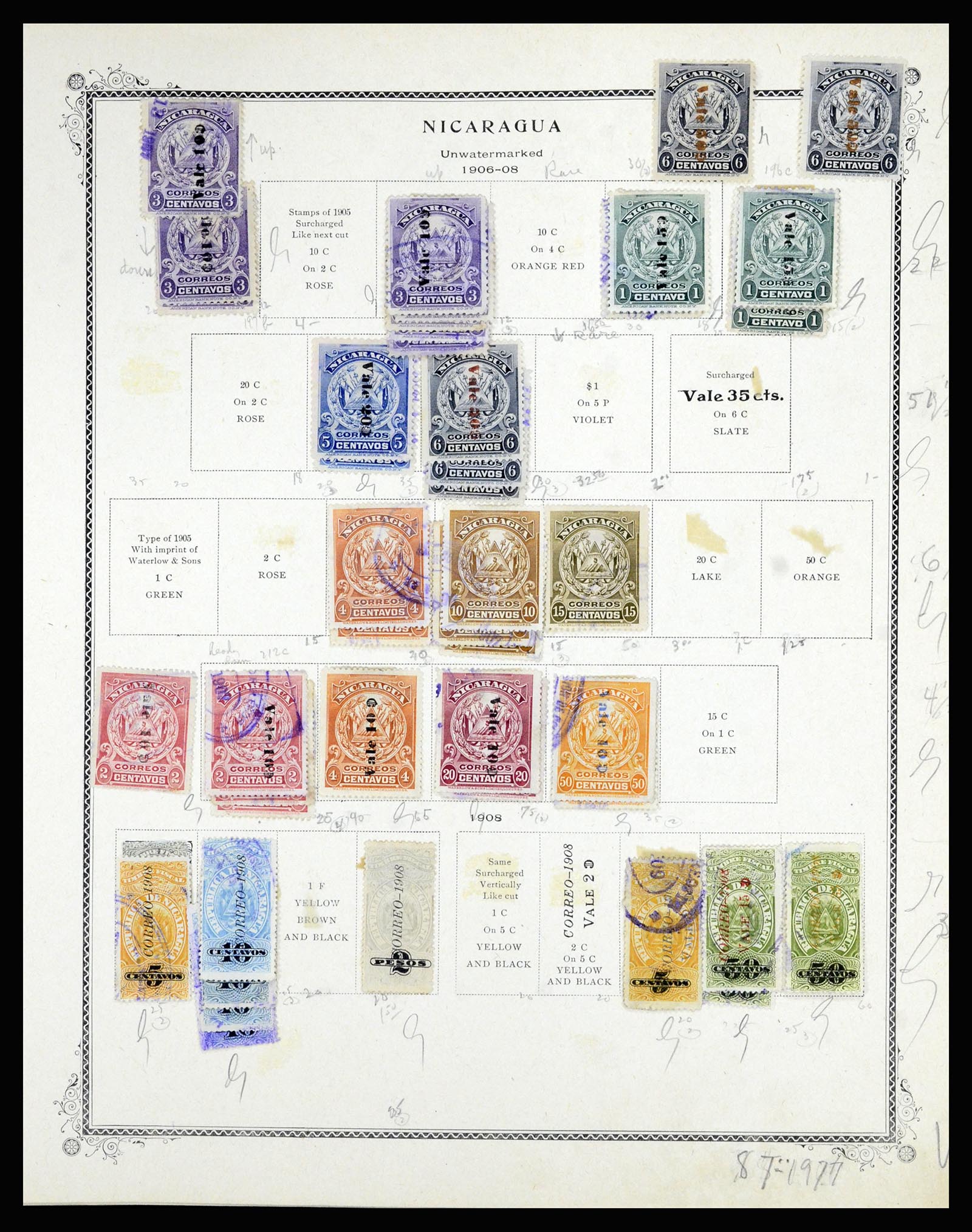 36494 009 - Postzegelverzameling 36494 Nicaragua 1902-1945.