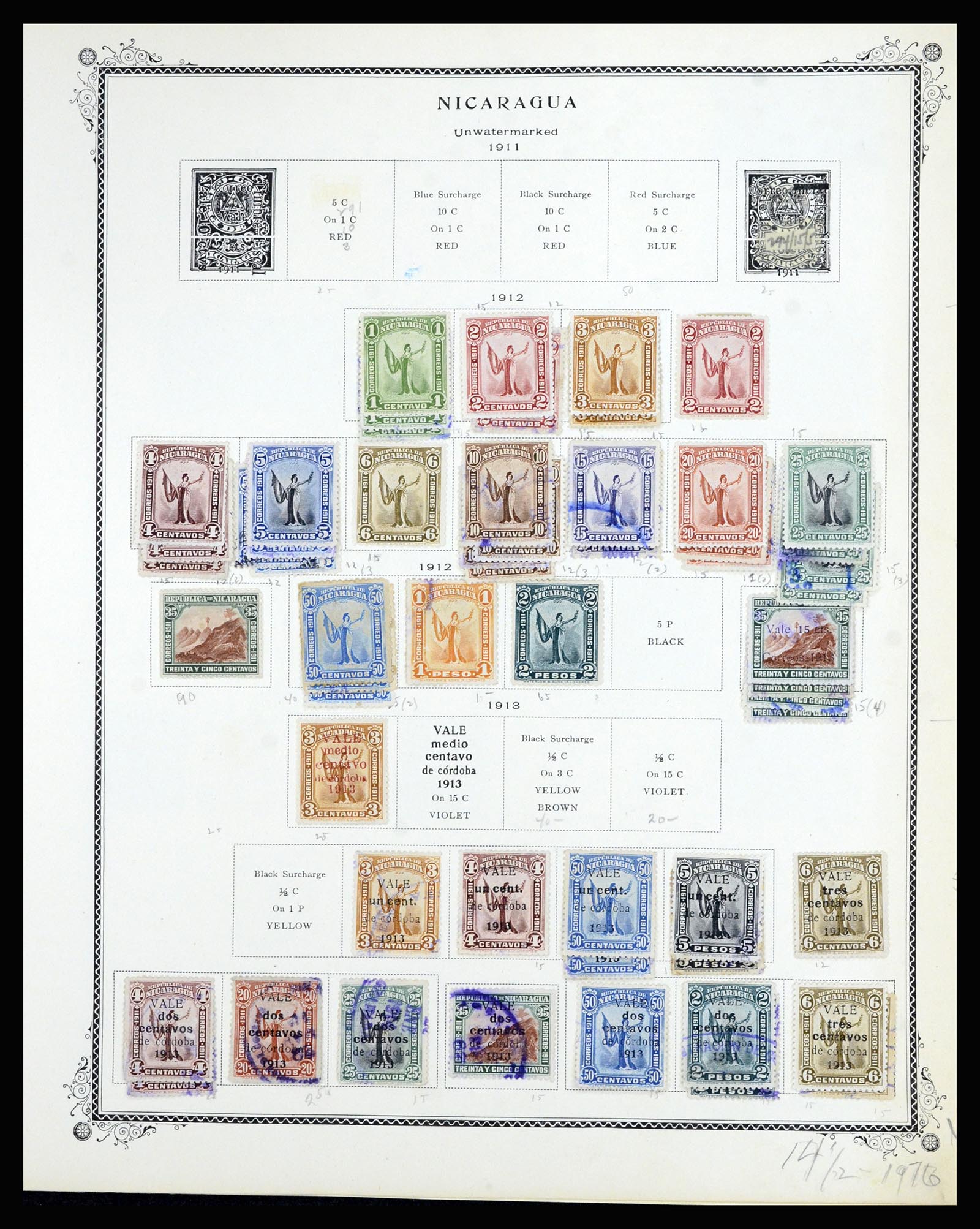 36494 019 - Postzegelverzameling 36494 Nicaragua 1902-1945.