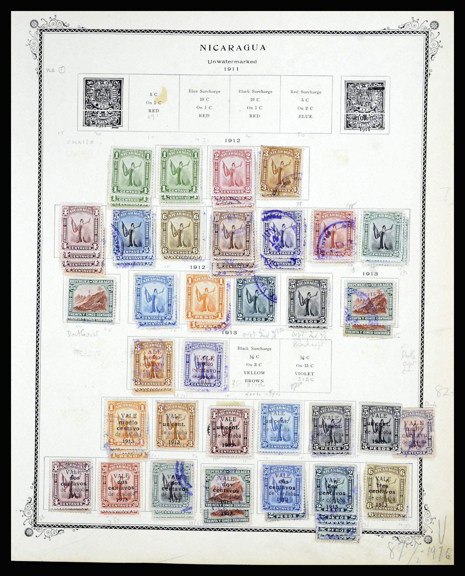 36494 025 - Postzegelverzameling 36494 Nicaragua 1902-1945.