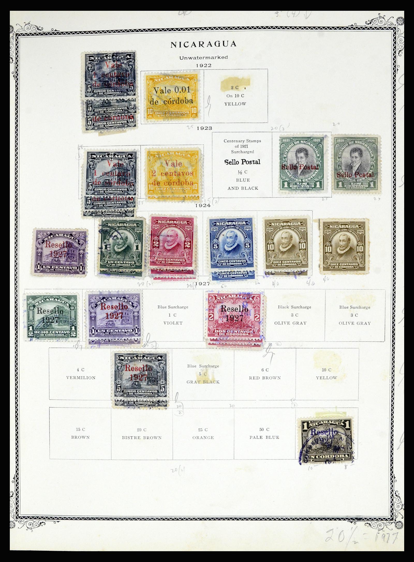 36494 071 - Postzegelverzameling 36494 Nicaragua 1902-1945.