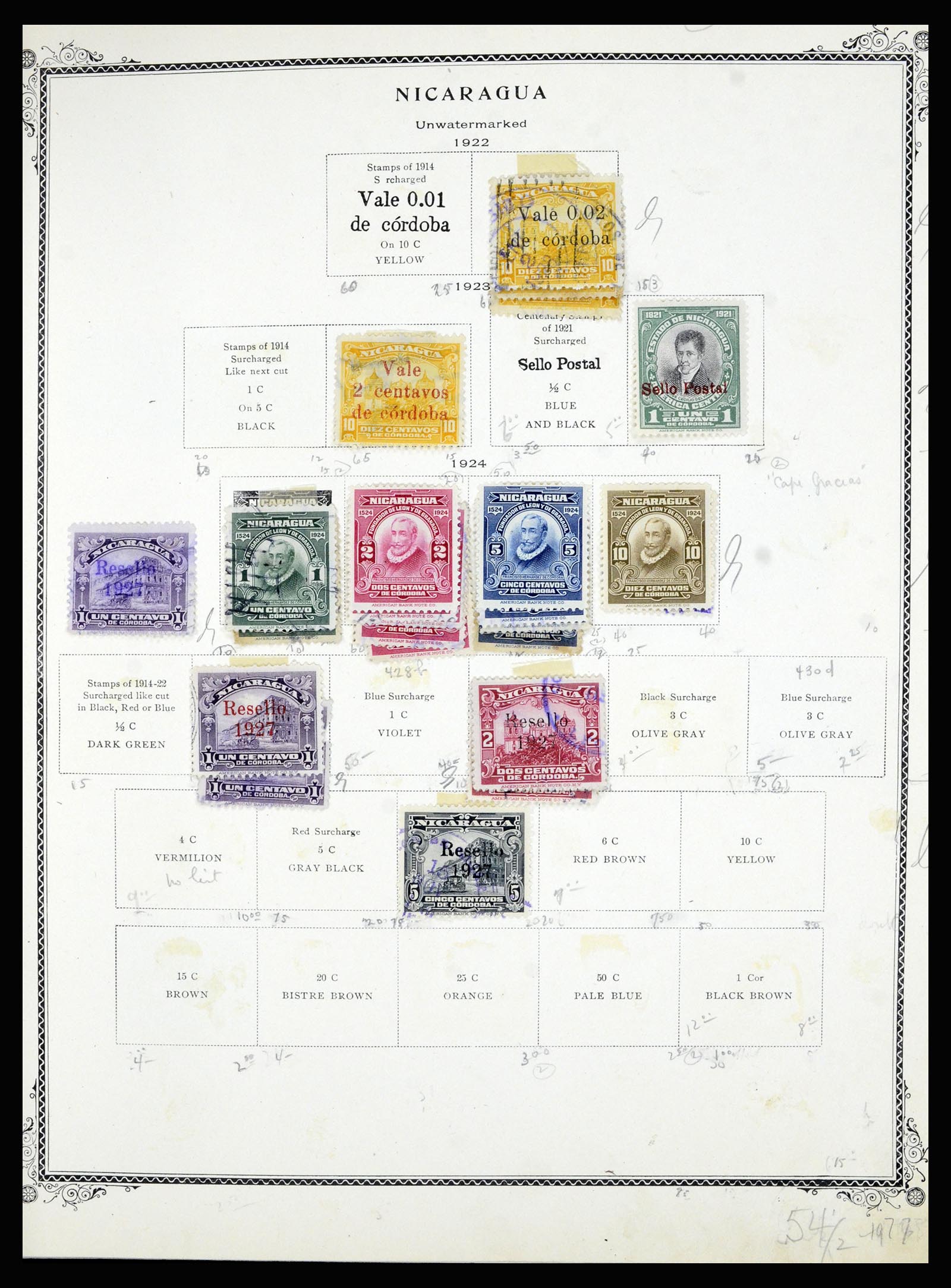 36494 072 - Postzegelverzameling 36494 Nicaragua 1902-1945.