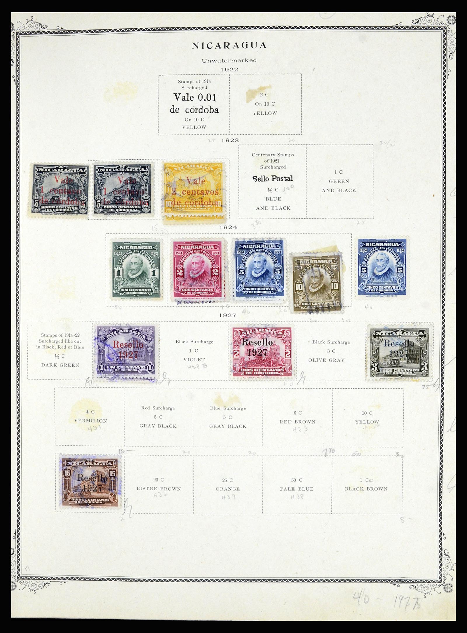 36494 073 - Postzegelverzameling 36494 Nicaragua 1902-1945.