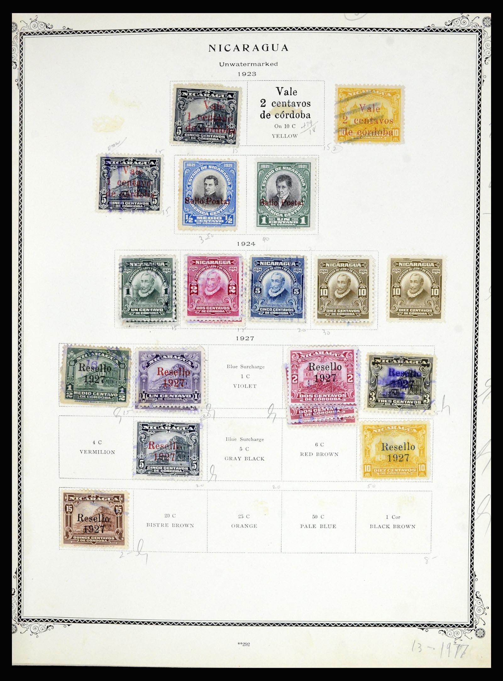 36494 074 - Postzegelverzameling 36494 Nicaragua 1902-1945.