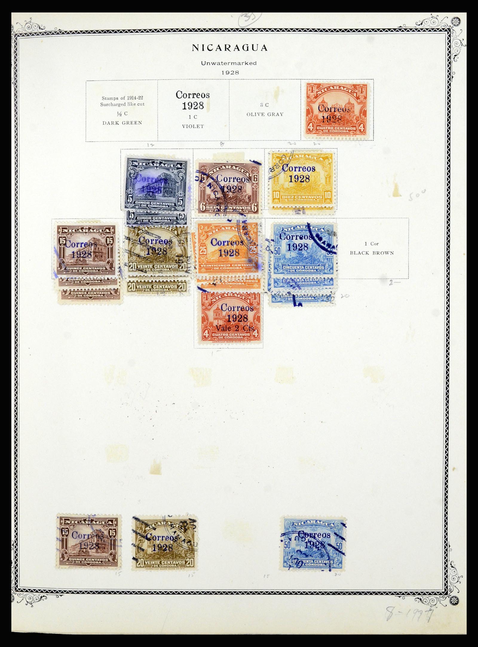 36494 089 - Postzegelverzameling 36494 Nicaragua 1902-1945.