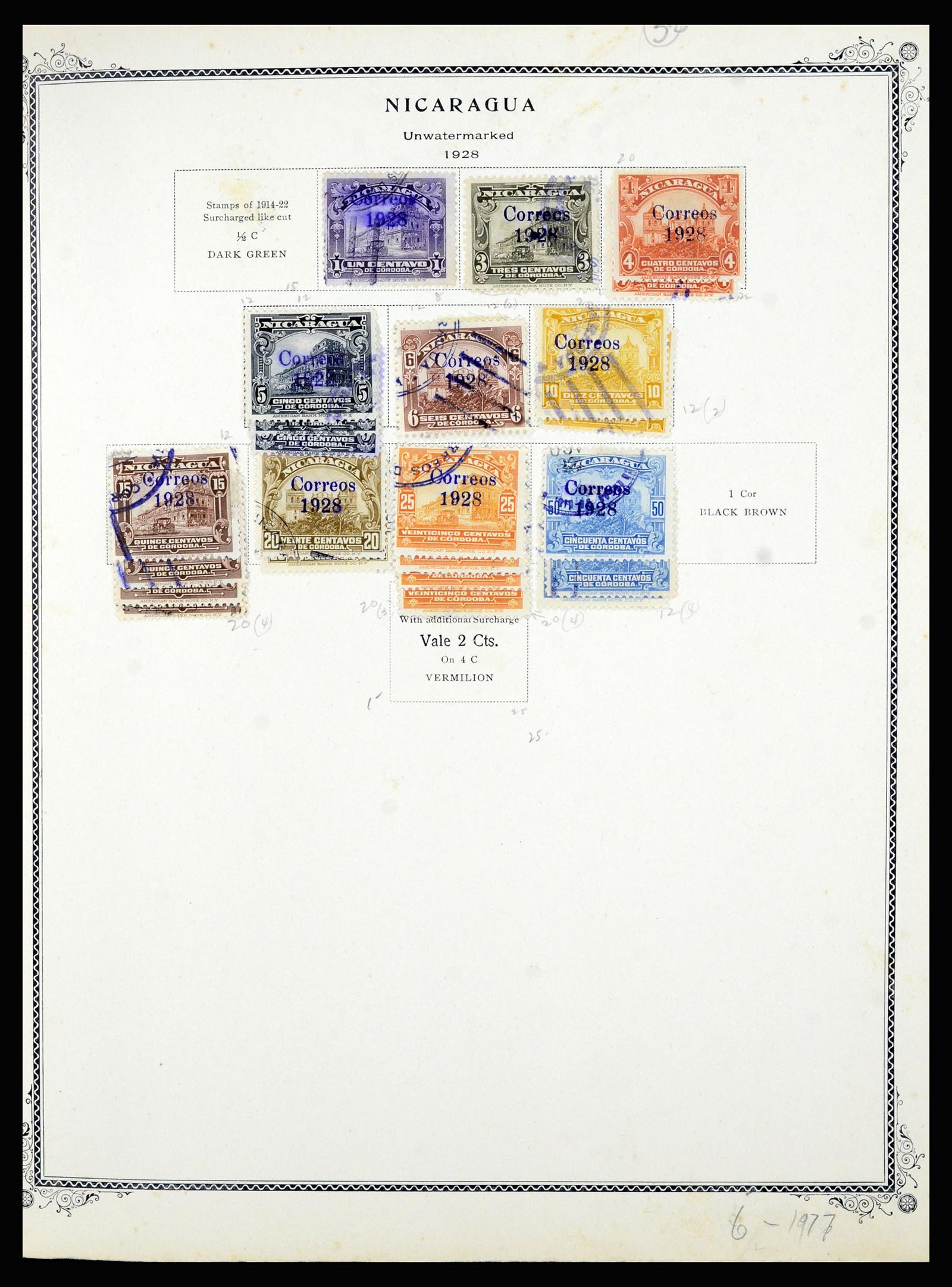 36494 090 - Postzegelverzameling 36494 Nicaragua 1902-1945.