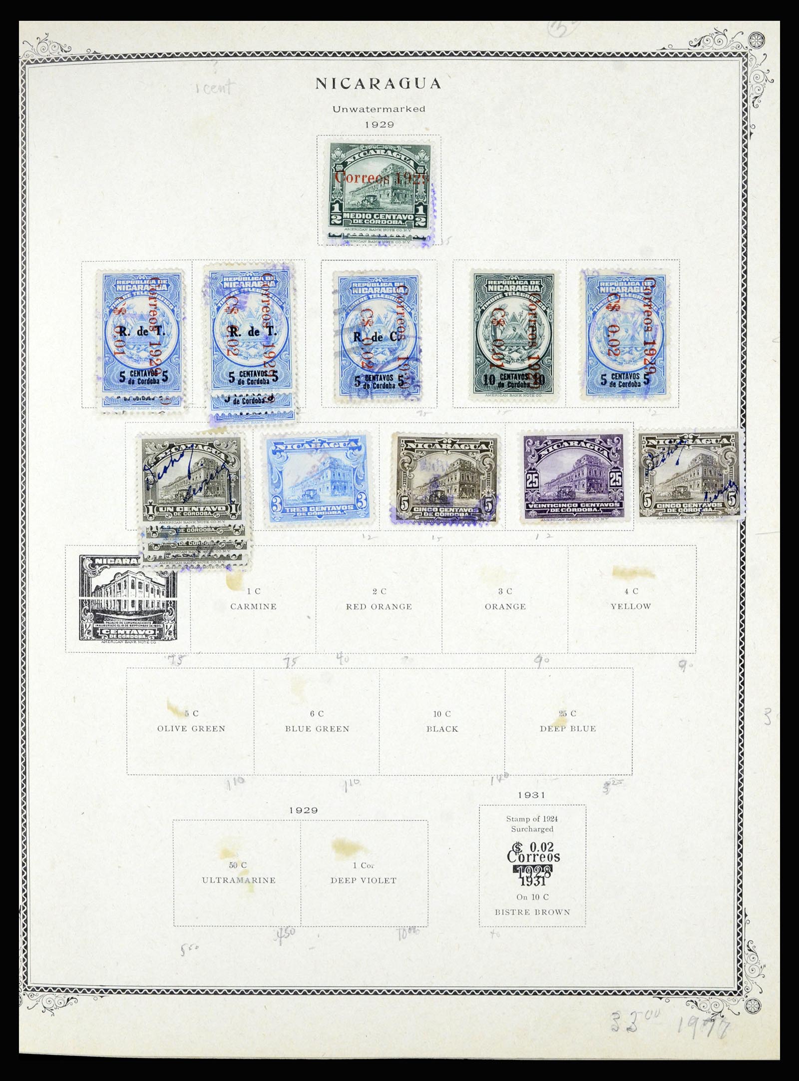 36494 096 - Postzegelverzameling 36494 Nicaragua 1902-1945.