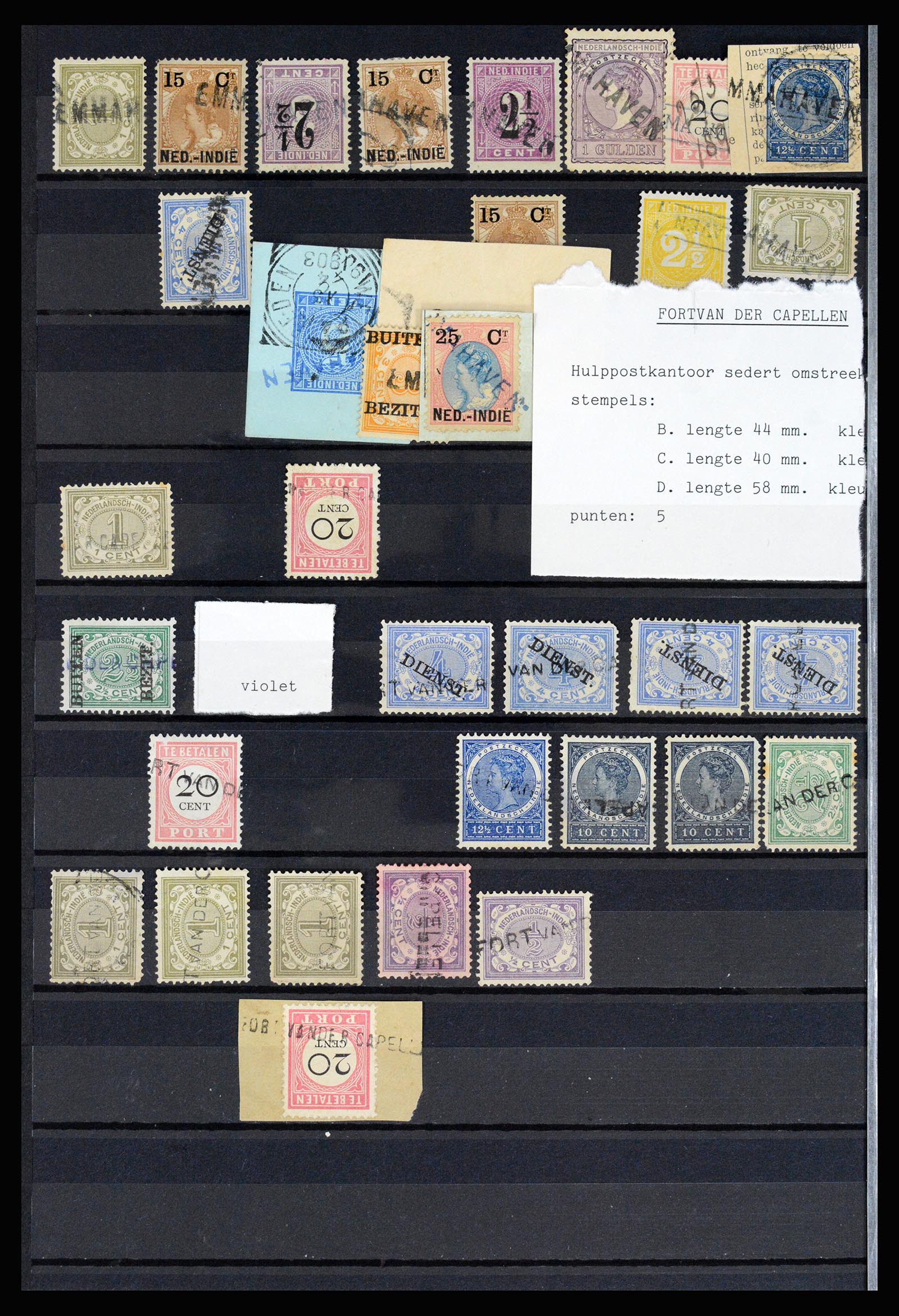 36512 026 - Stamp collection 36512 Nederlands Indië stempels 1872-1930.