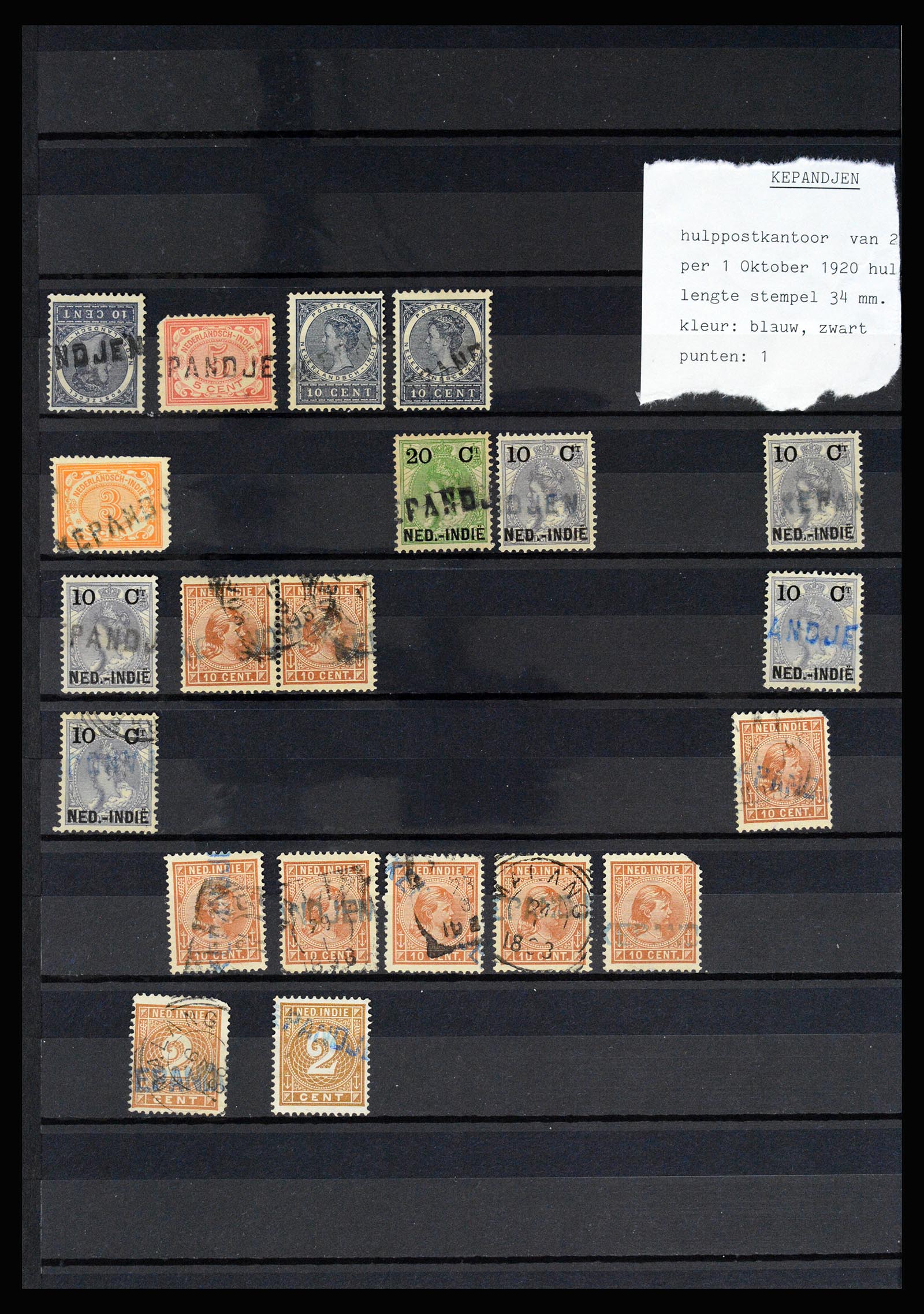 36512 032 - Stamp collection 36512 Nederlands Indië stempels 1872-1930.