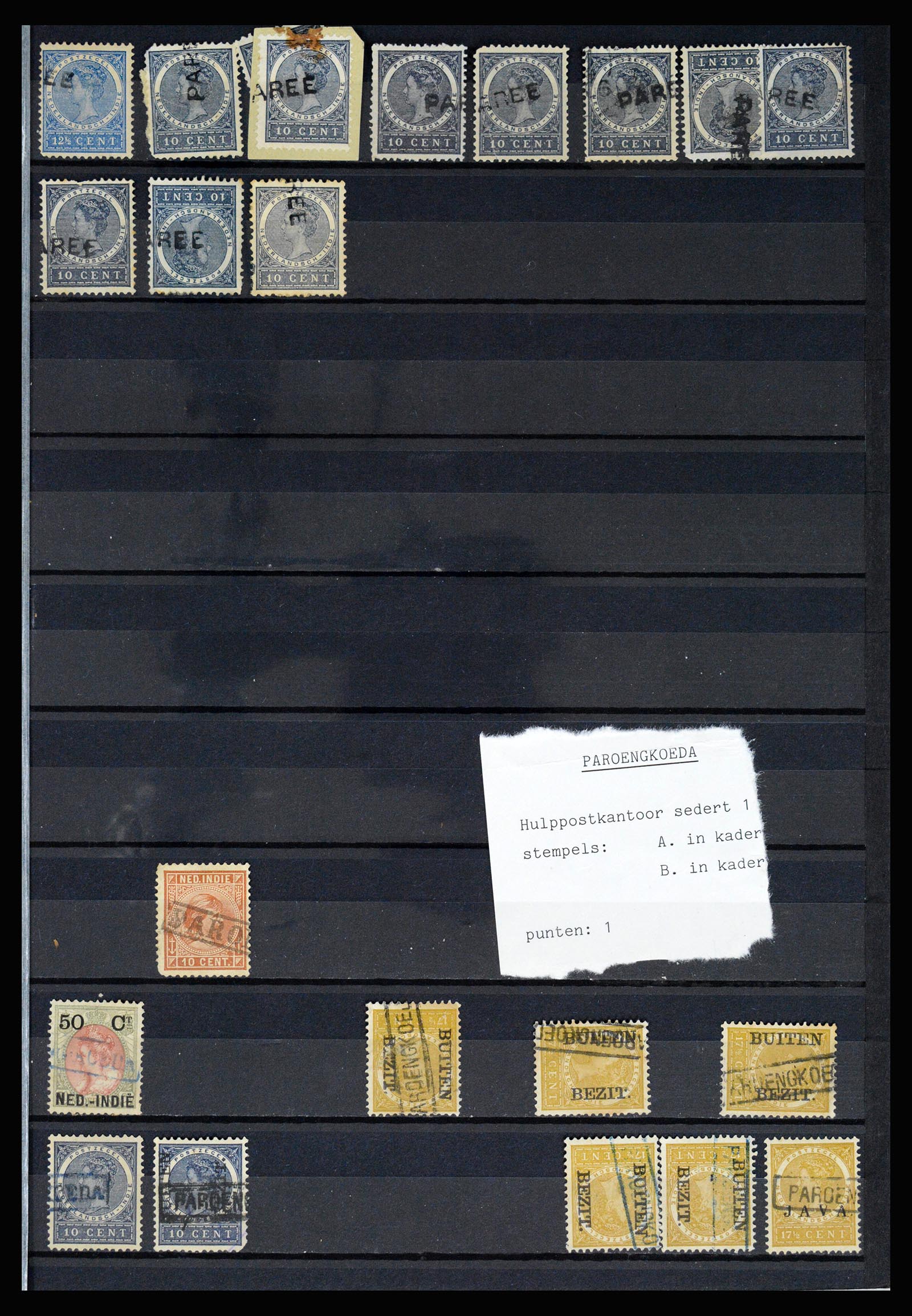 36512 053 - Stamp collection 36512 Nederlands Indië stempels 1872-1930.