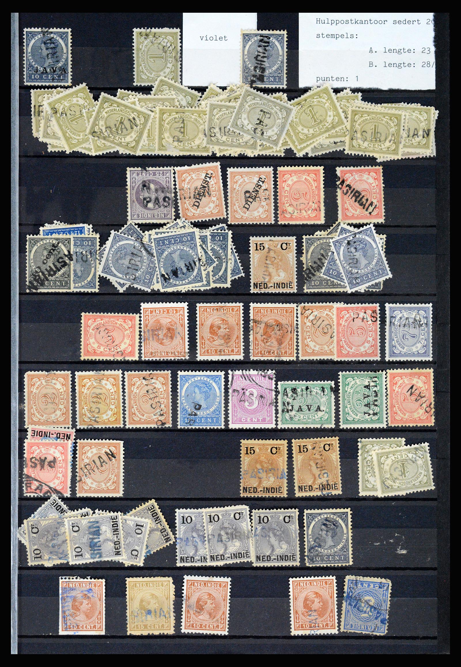 36512 055 - Stamp collection 36512 Nederlands Indië stempels 1872-1930.