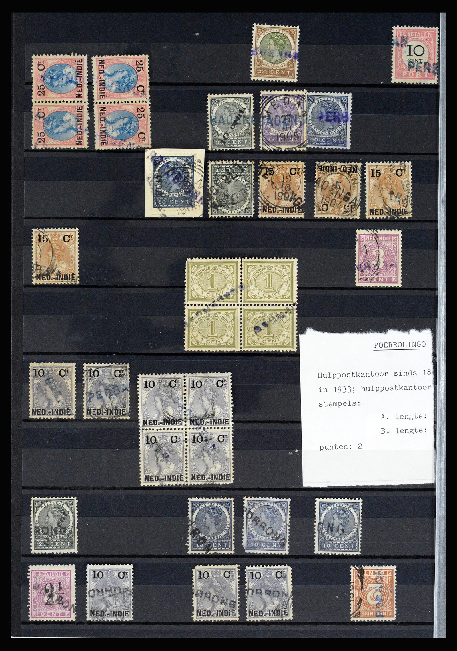 36512 058 - Stamp collection 36512 Nederlands Indië stempels 1872-1930.