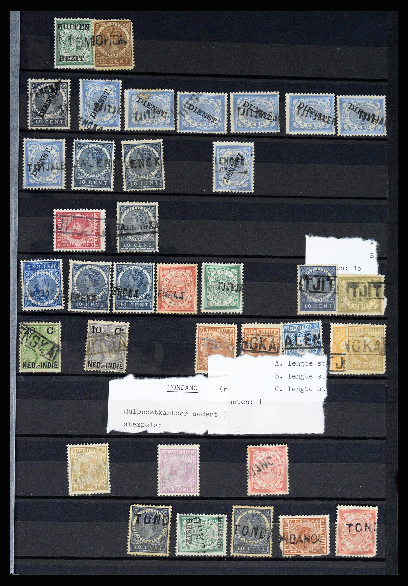 36512 075 - Stamp collection 36512 Nederlands Indië stempels 1872-1930.