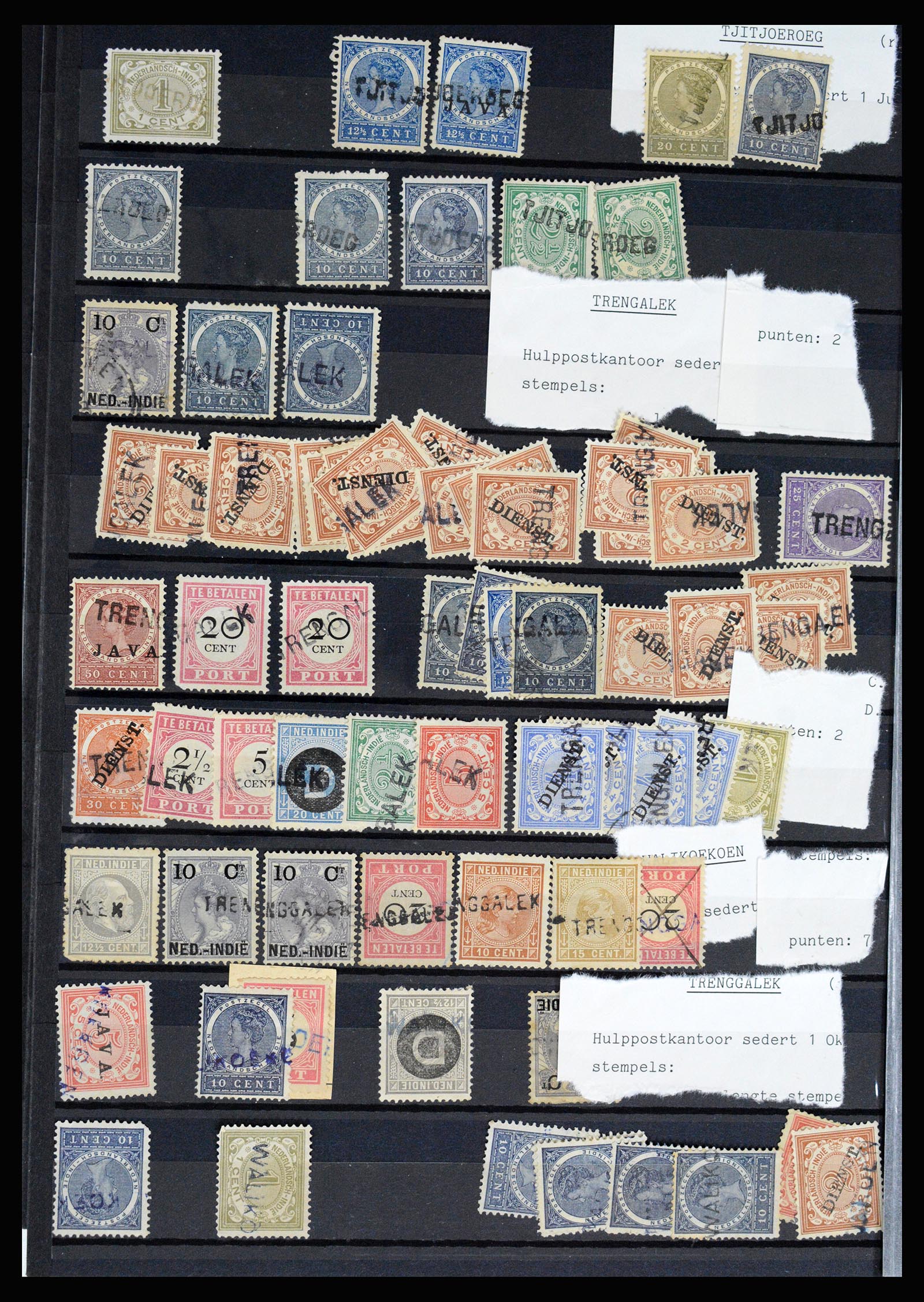 36512 076 - Stamp collection 36512 Nederlands Indië stempels 1872-1930.