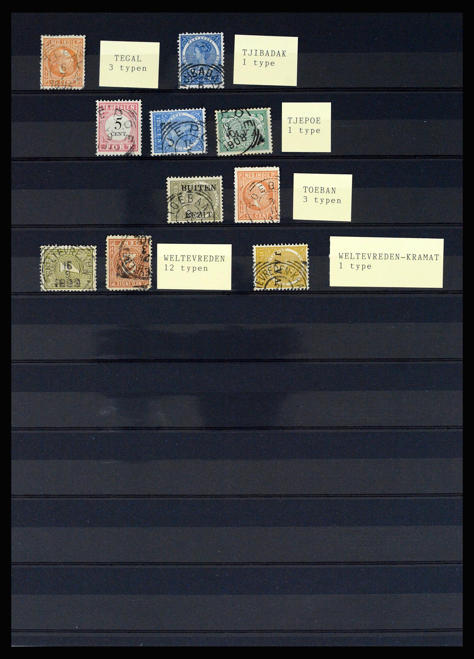 36512 082 - Stamp collection 36512 Nederlands Indië stempels 1872-1930.