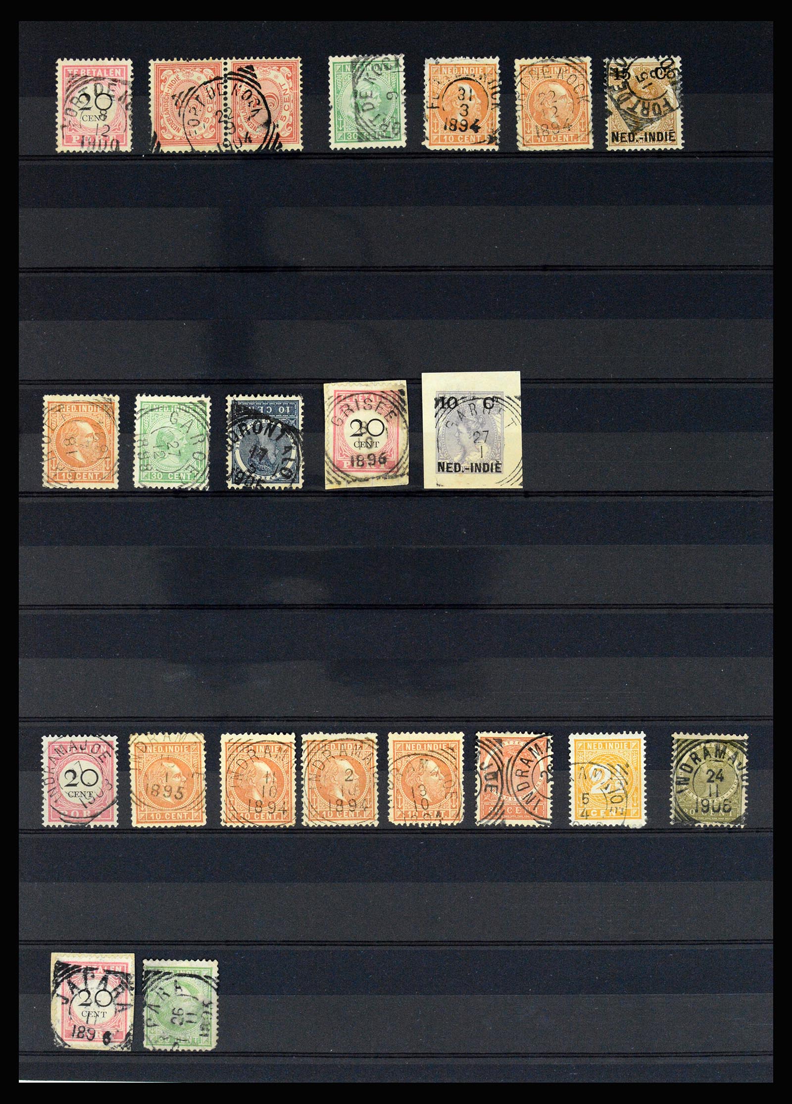 36512 086 - Stamp collection 36512 Nederlands Indië stempels 1872-1930.