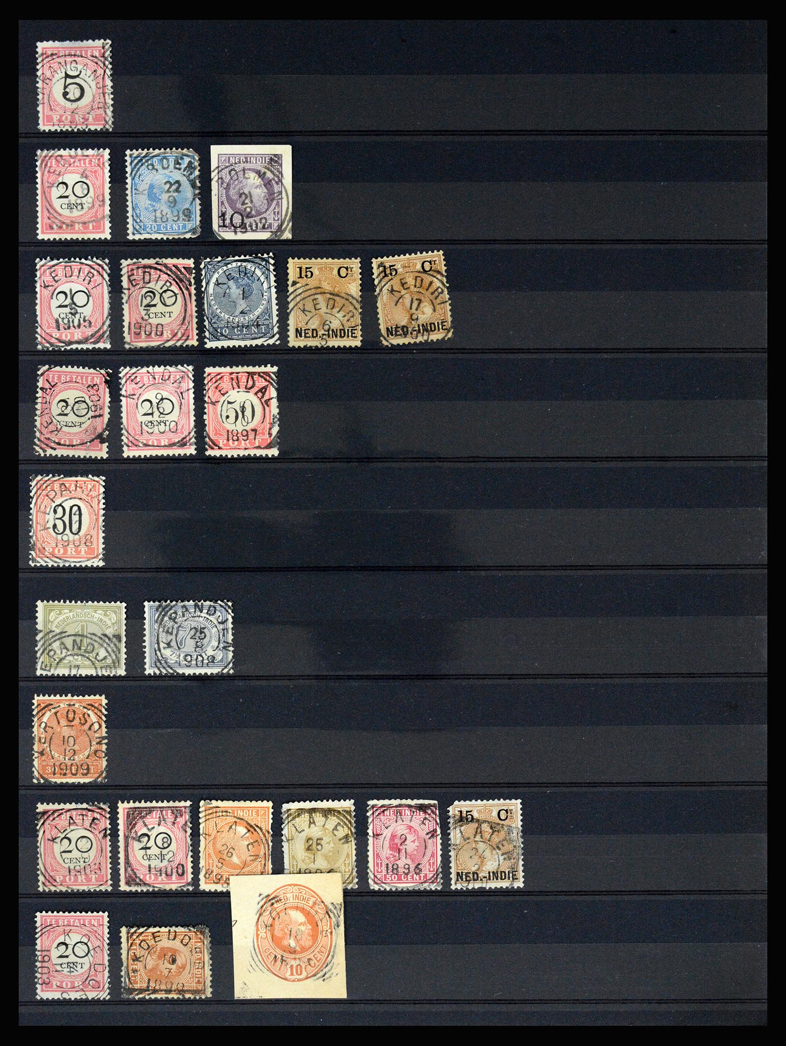 36512 087 - Stamp collection 36512 Nederlands Indië stempels 1872-1930.