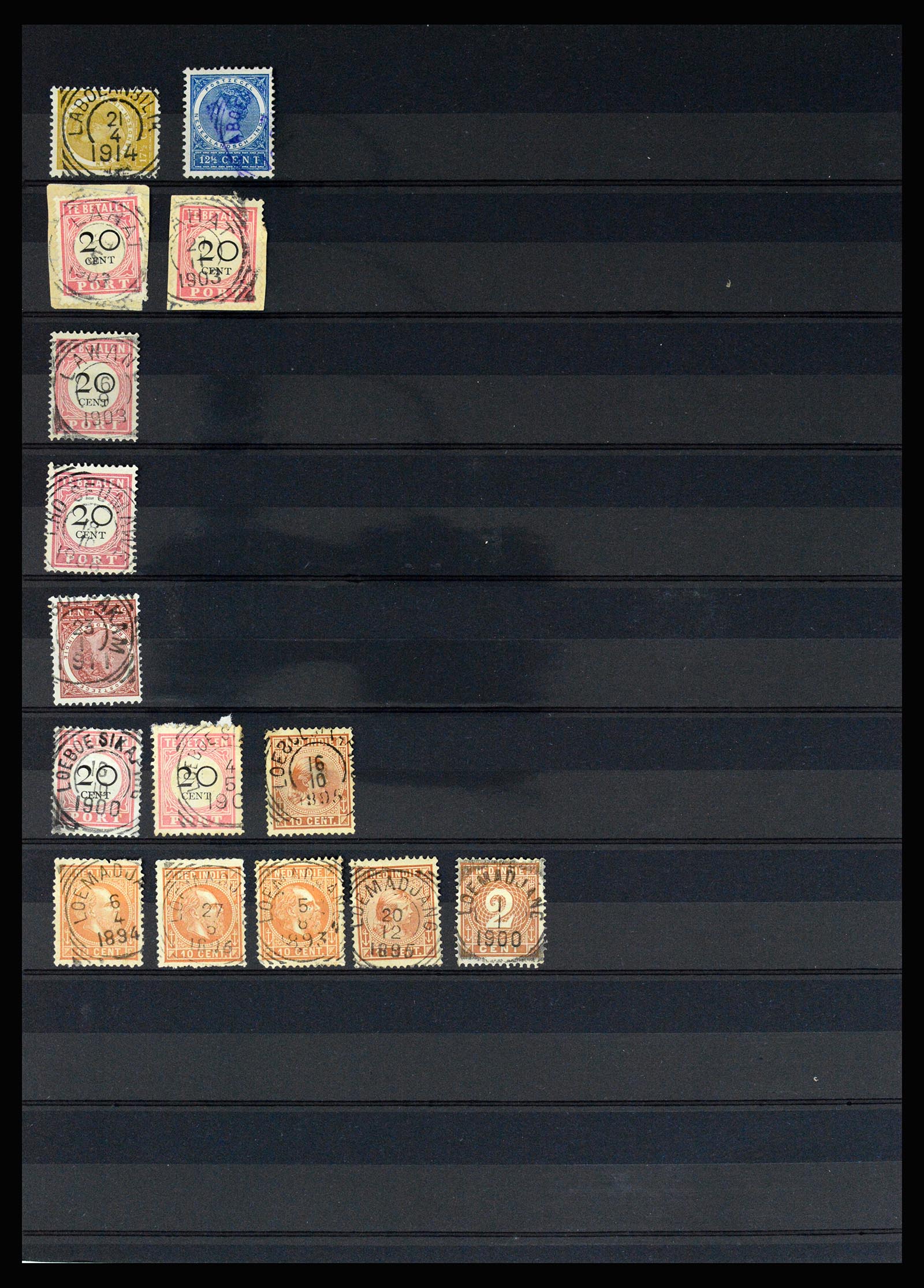 36512 089 - Stamp collection 36512 Nederlands Indië stempels 1872-1930.