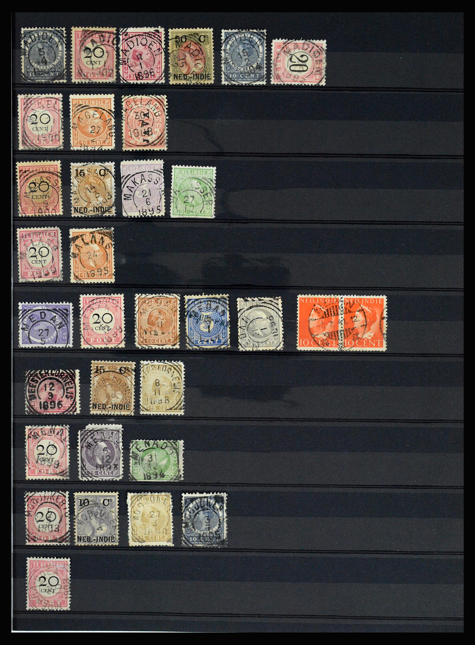 36512 090 - Stamp collection 36512 Nederlands Indië stempels 1872-1930.