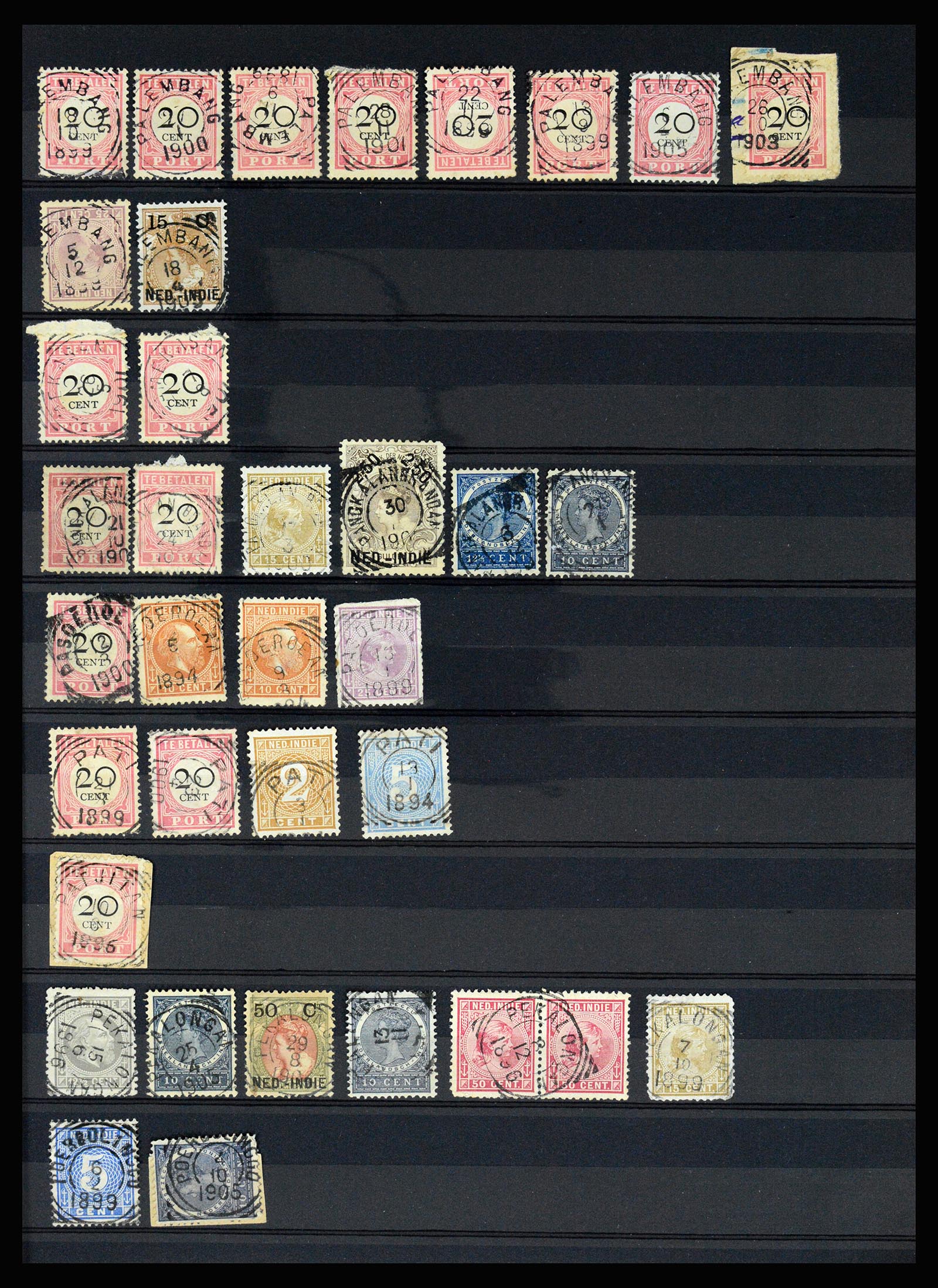 36512 093 - Stamp collection 36512 Nederlands Indië stempels 1872-1930.