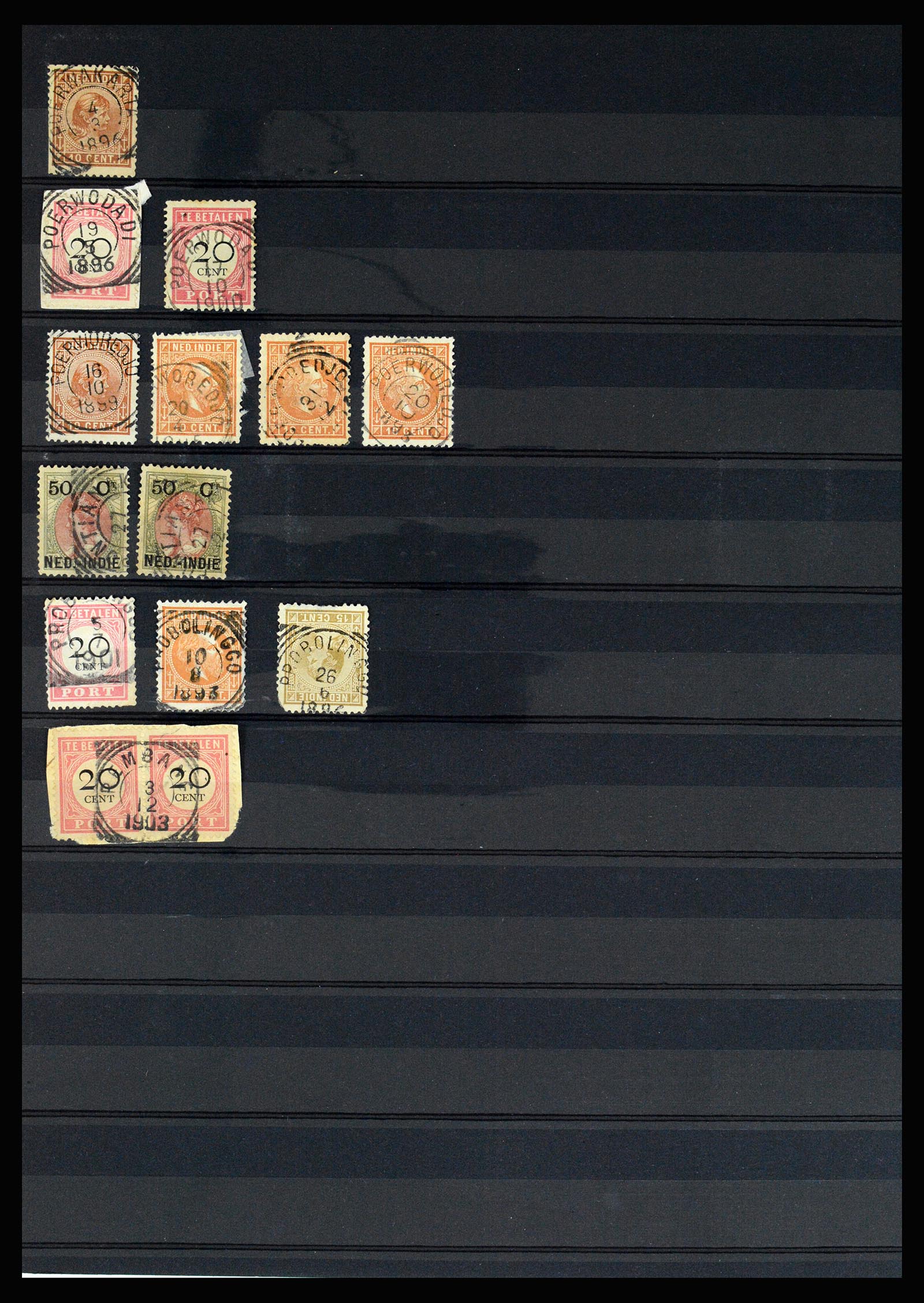 36512 094 - Stamp collection 36512 Nederlands Indië stempels 1872-1930.