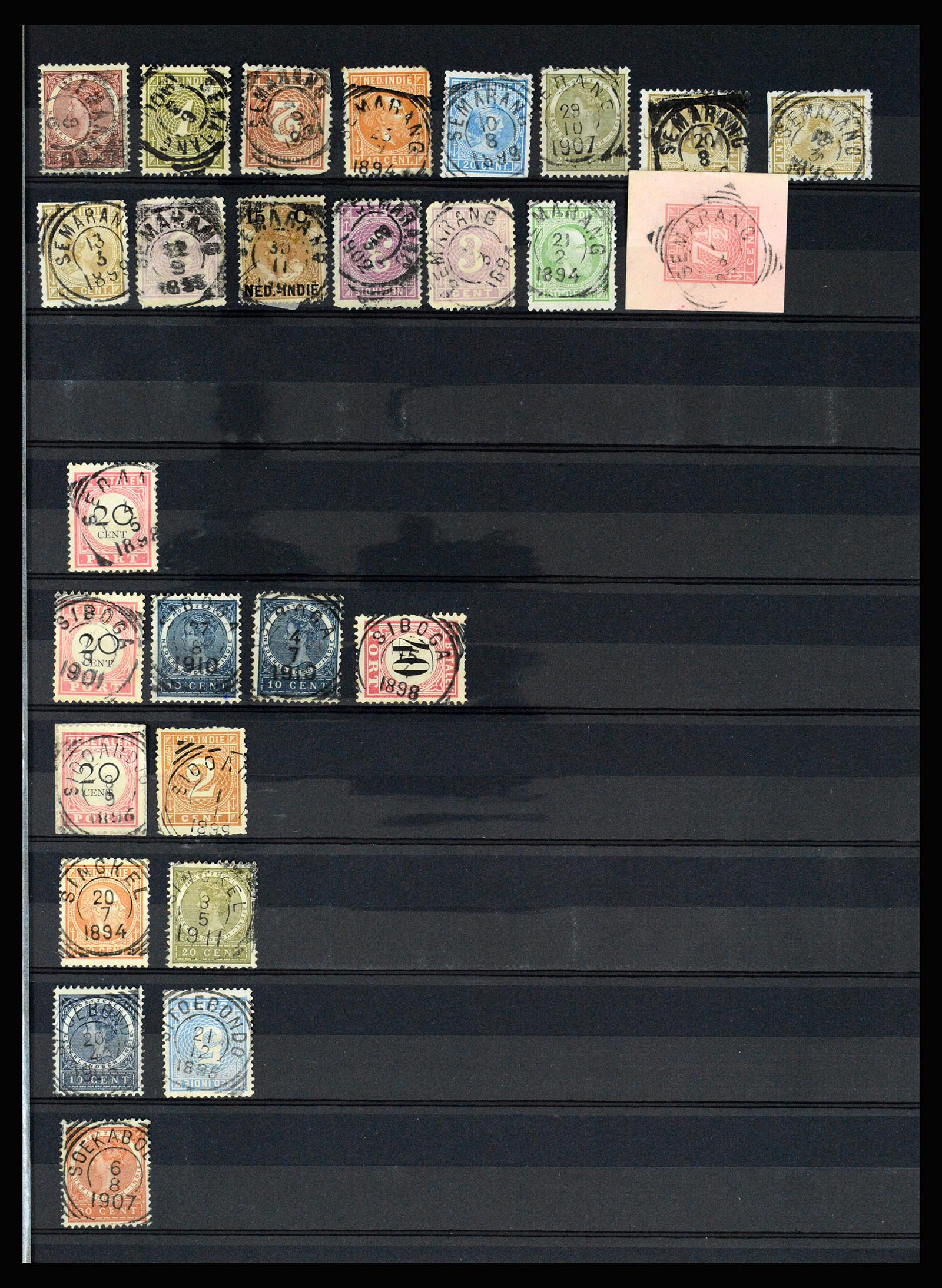 36512 096 - Stamp collection 36512 Nederlands Indië stempels 1872-1930.