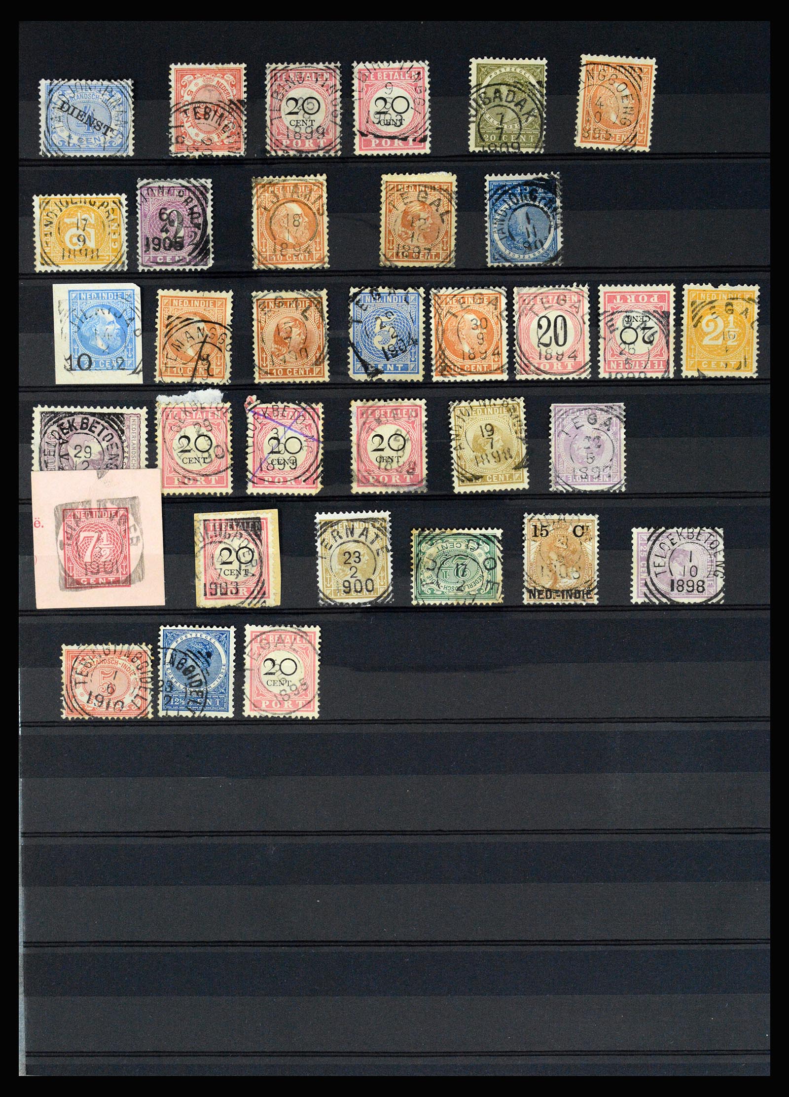 36512 098 - Stamp collection 36512 Nederlands Indië stempels 1872-1930.