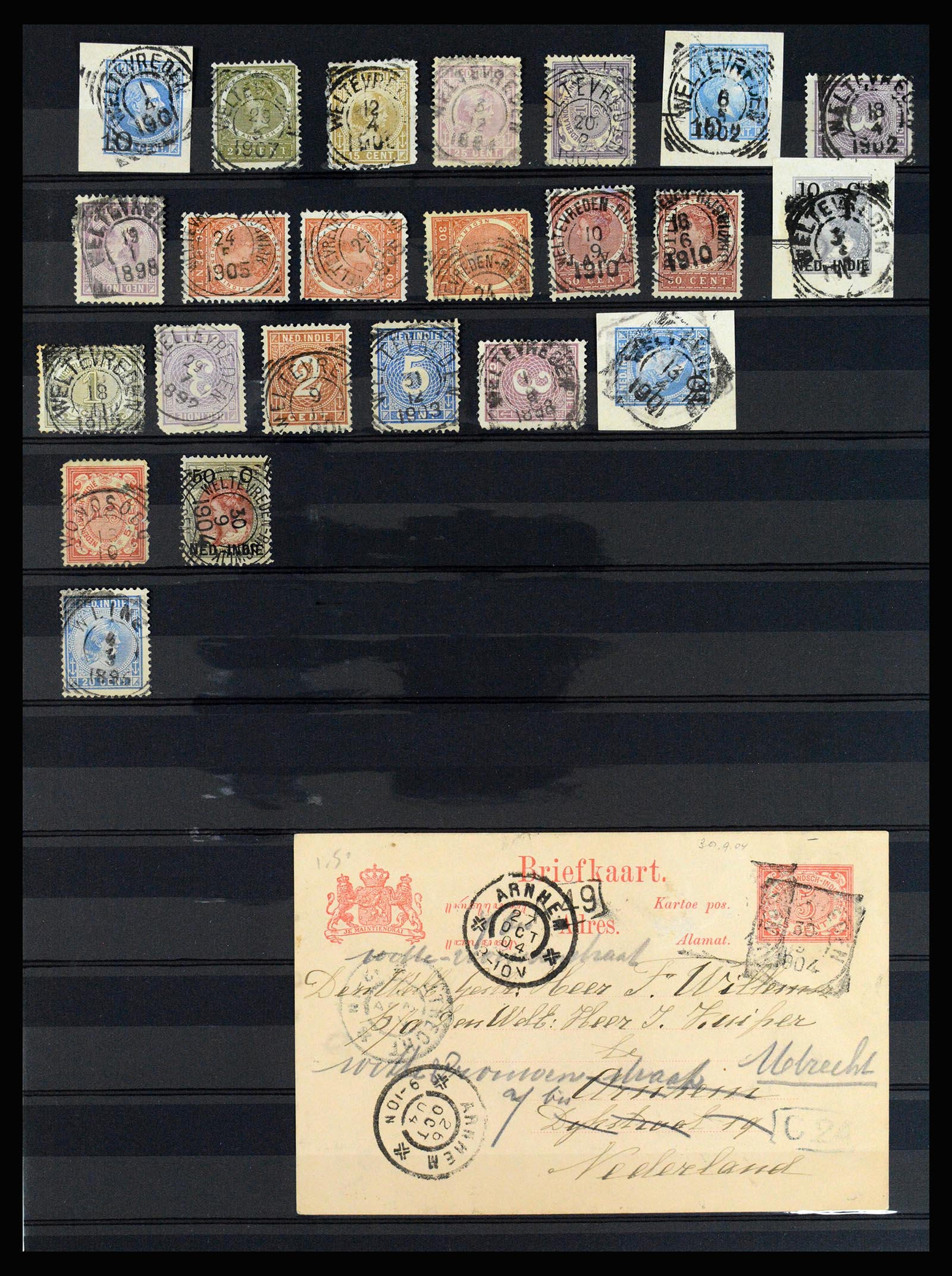 36512 099 - Stamp collection 36512 Nederlands Indië stempels 1872-1930.