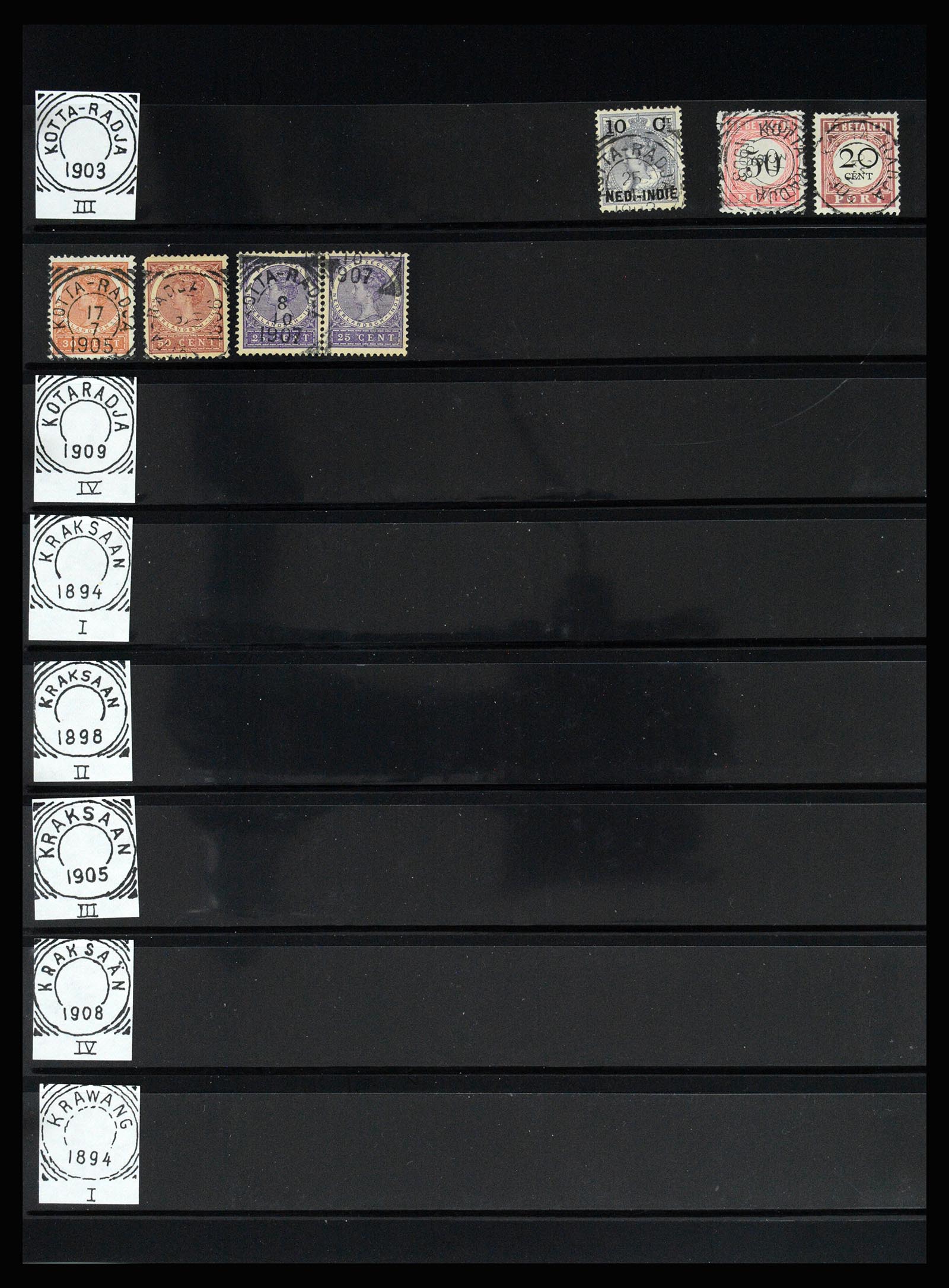 36512 123 - Stamp collection 36512 Nederlands Indië stempels 1872-1930.