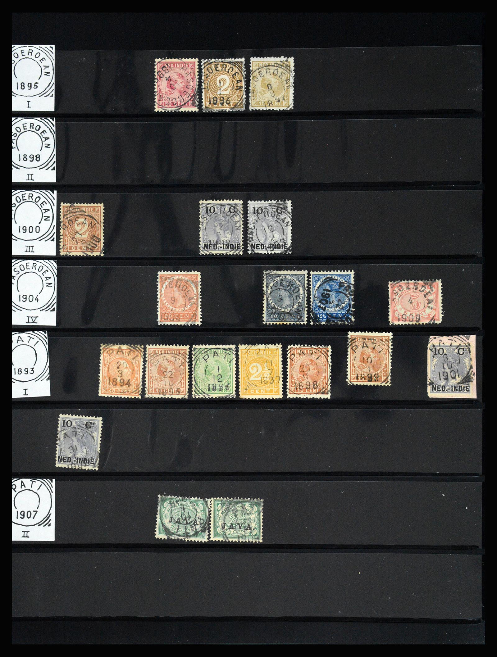 36512 135 - Stamp collection 36512 Nederlands Indië stempels 1872-1930.