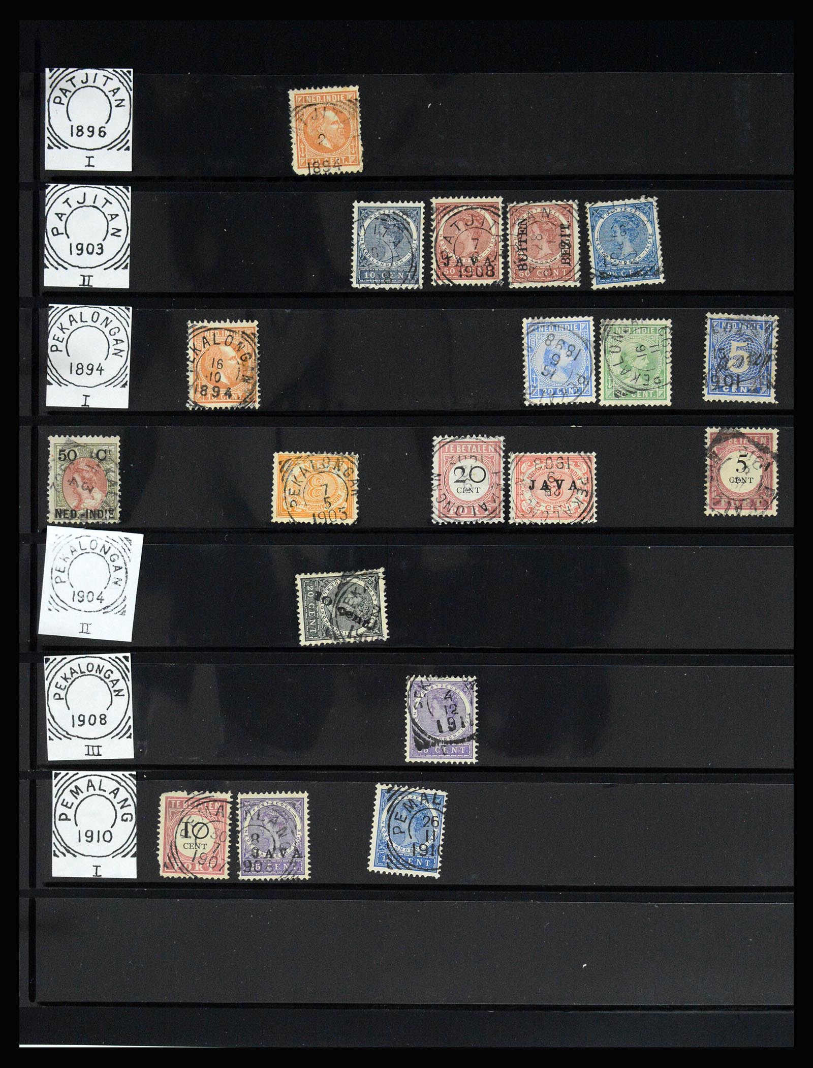 36512 136 - Stamp collection 36512 Nederlands Indië stempels 1872-1930.