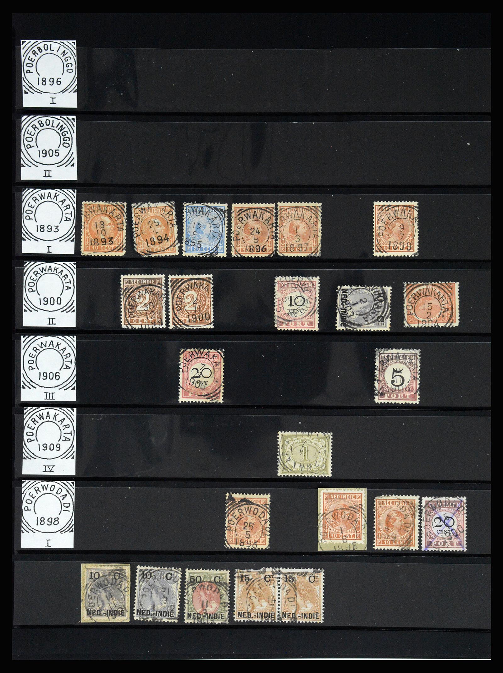 36512 137 - Postzegelverzameling 36512 Dutch east Indies cancels 1872-1930.