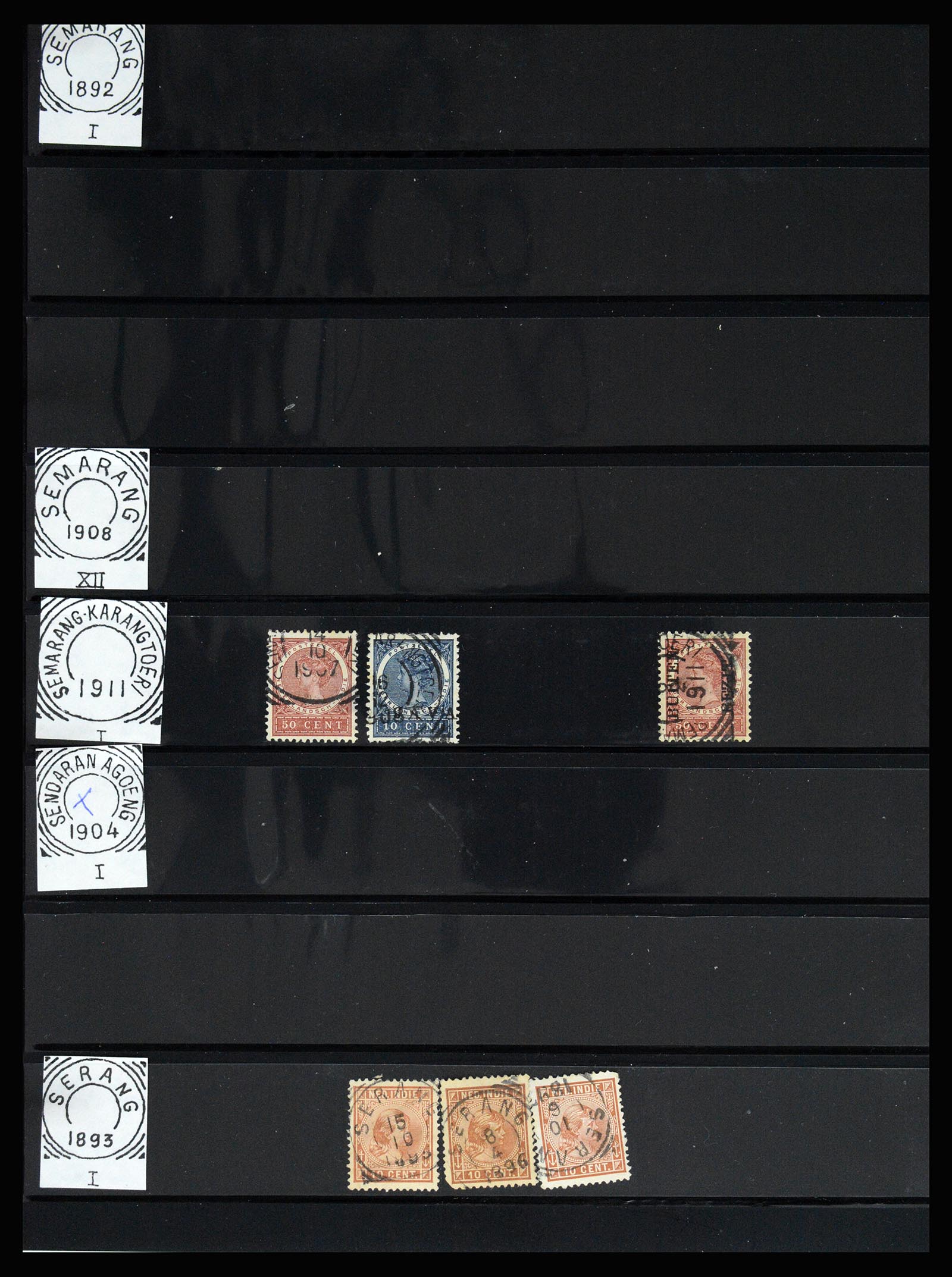 36512 144 - Stamp collection 36512 Nederlands Indië stempels 1872-1930.
