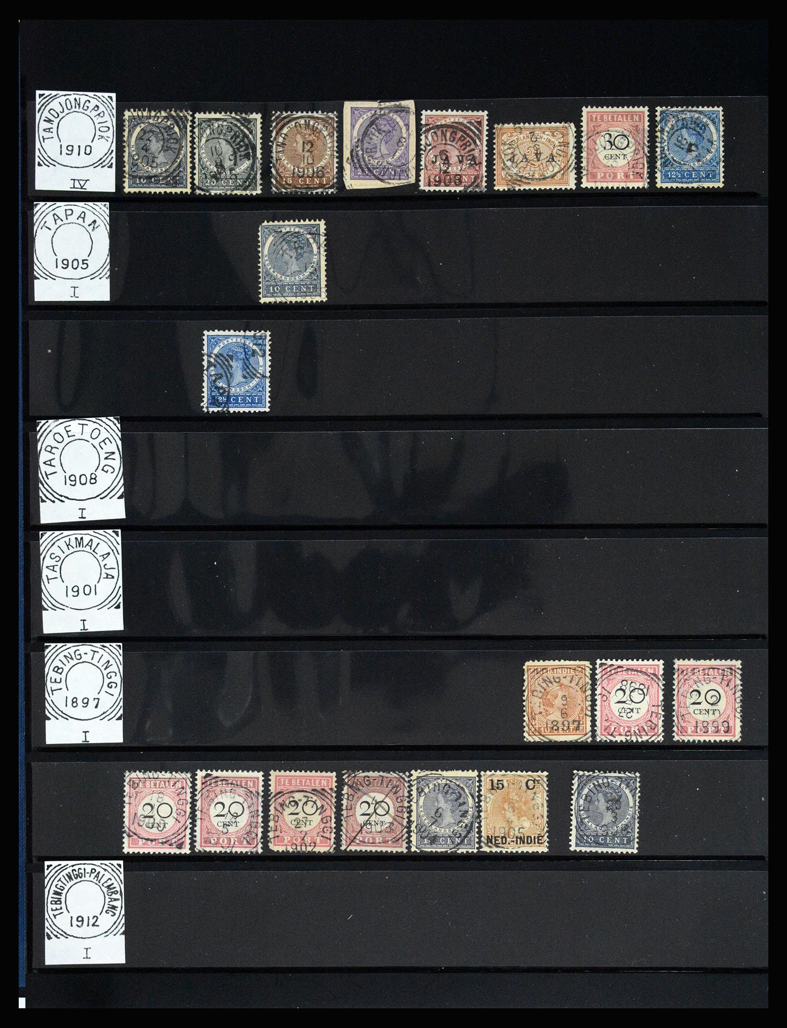 36512 155 - Stamp collection 36512 Nederlands Indië stempels 1872-1930.