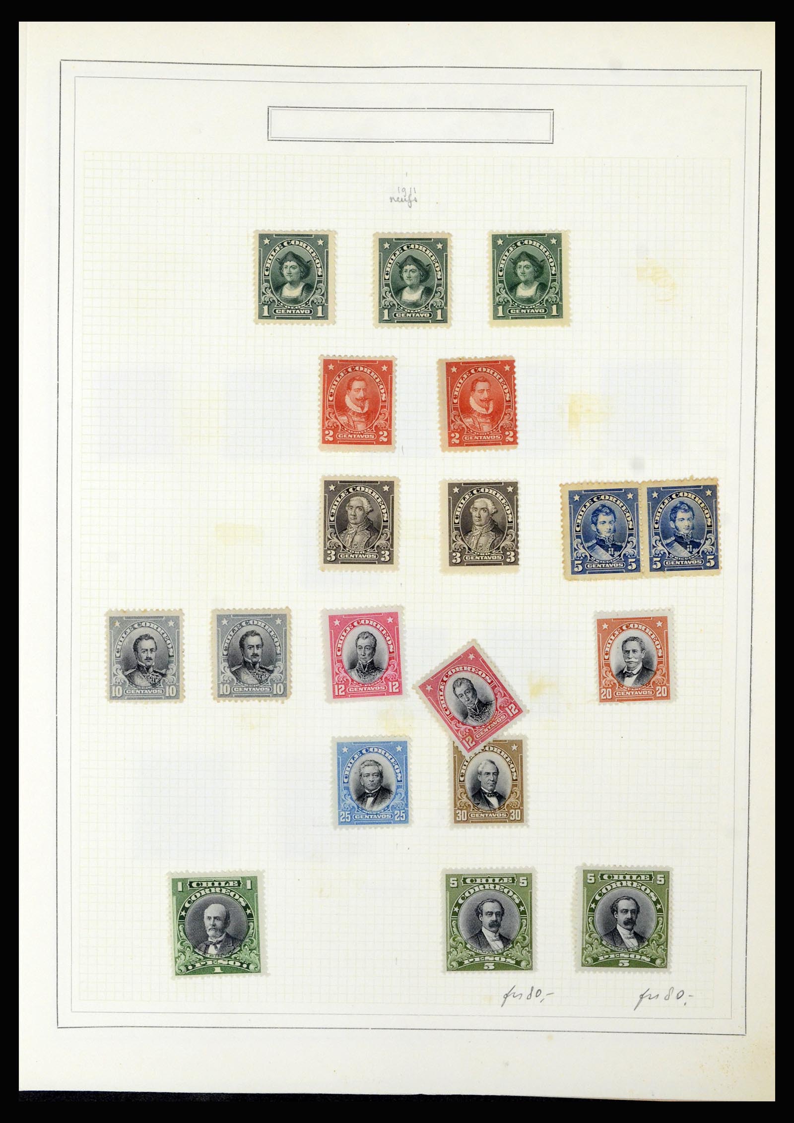 36516 044 - Postzegelverzameling 36516 Chile 1853-1950.