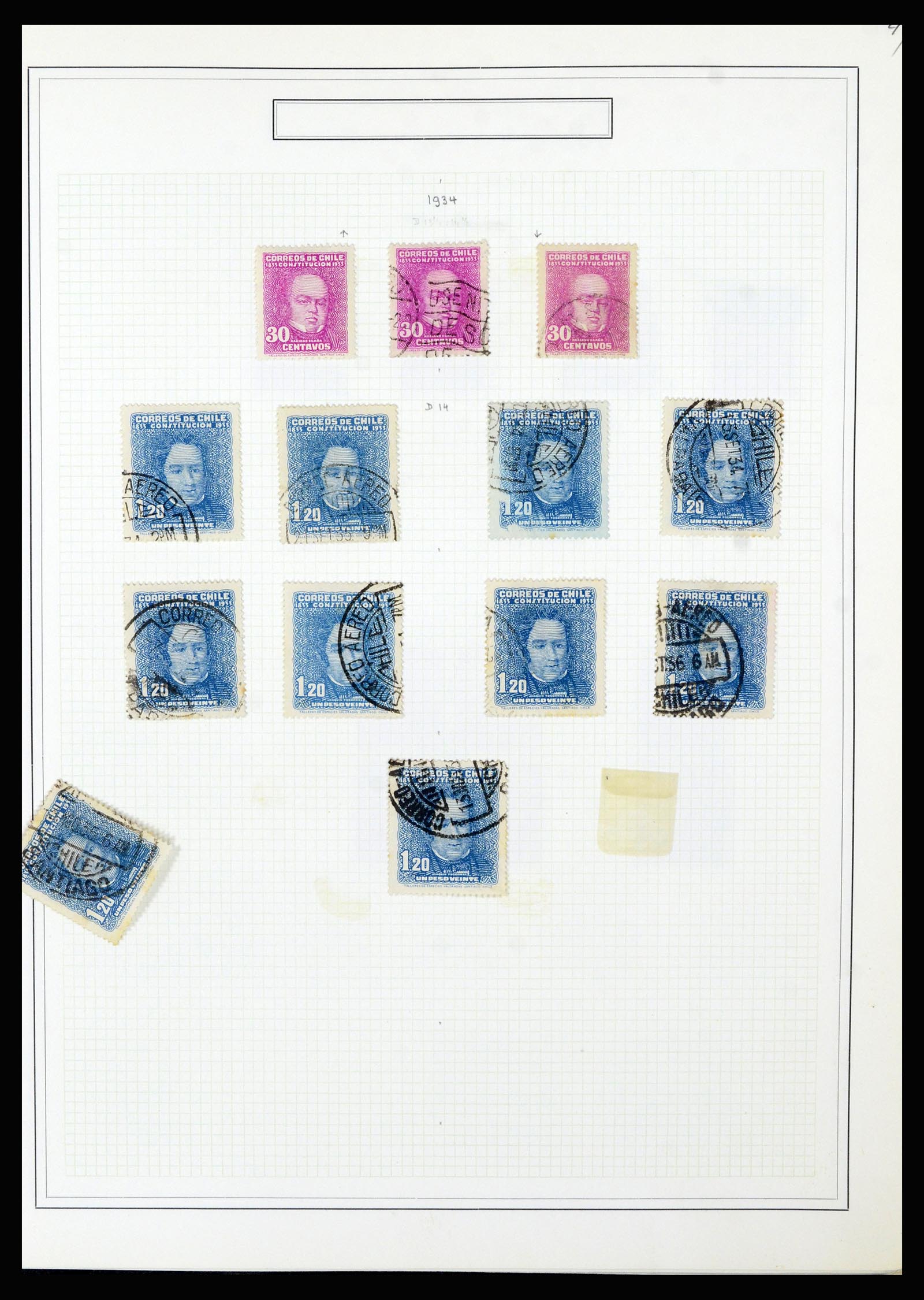 36516 072 - Postzegelverzameling 36516 Chile 1853-1950.