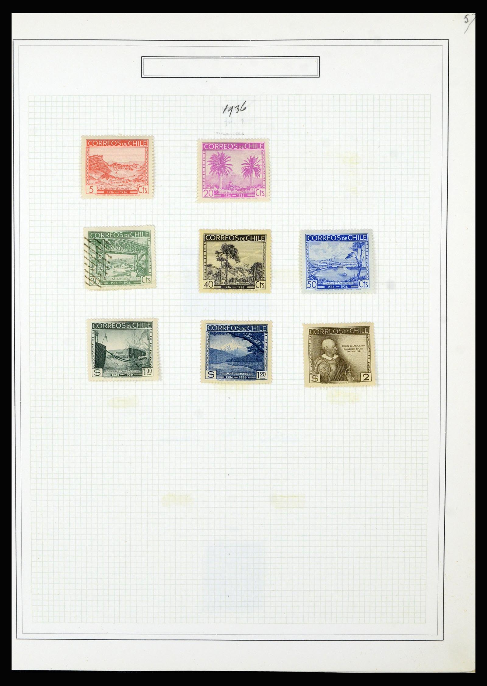 36516 077 - Postzegelverzameling 36516 Chile 1853-1950.