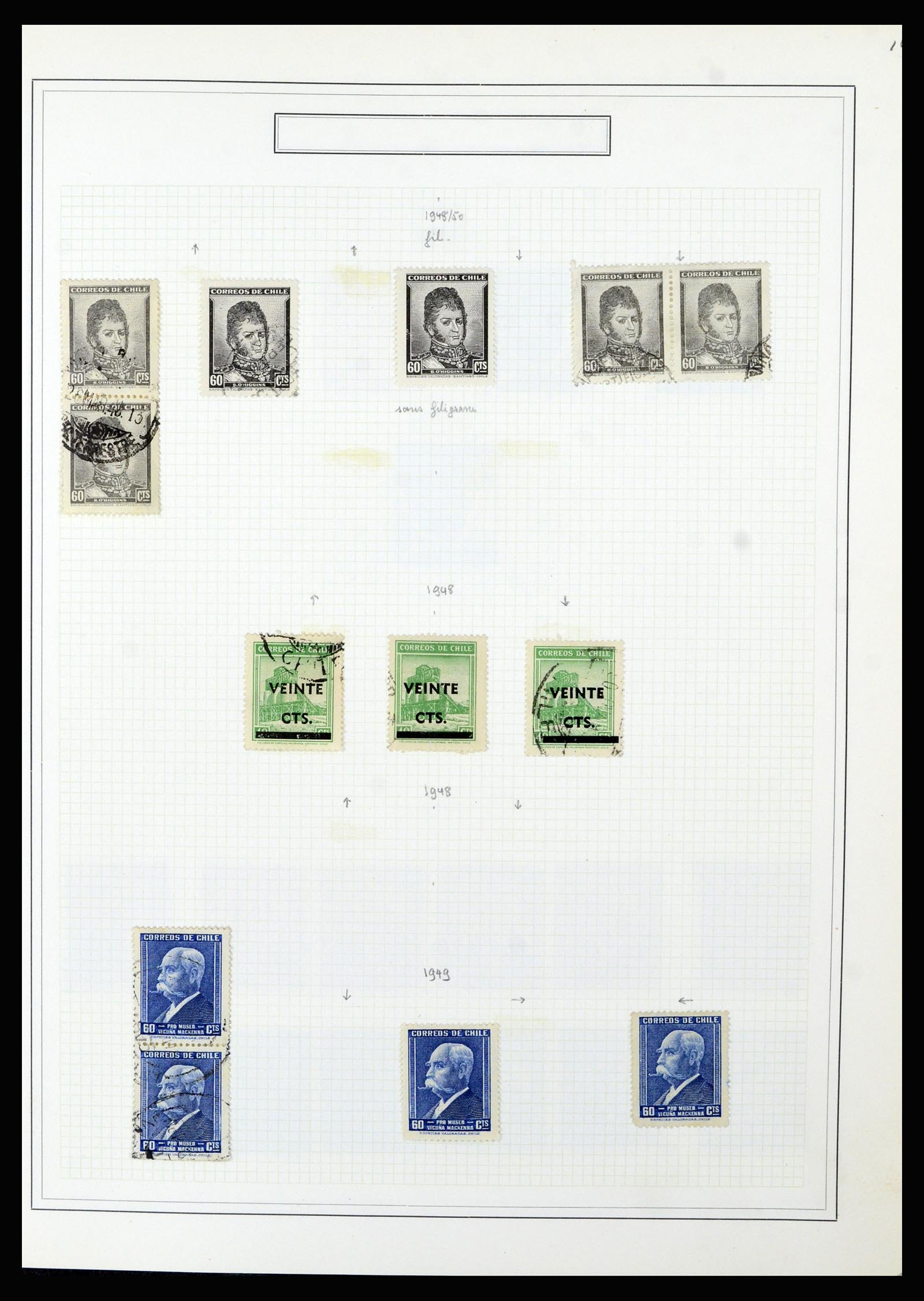 36516 087 - Postzegelverzameling 36516 Chile 1853-1950.