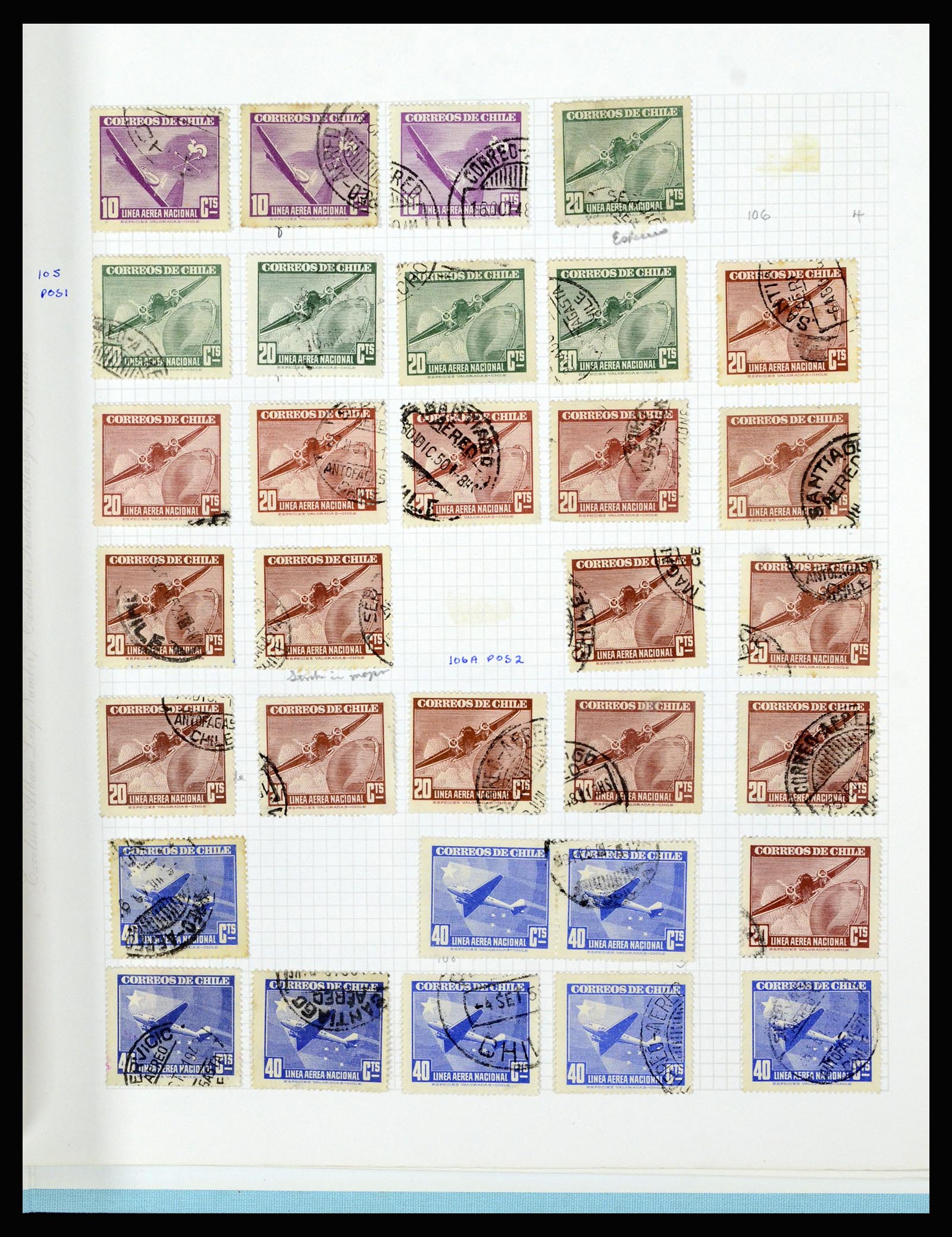 36516 332 - Postzegelverzameling 36516 Chile 1853-1950.
