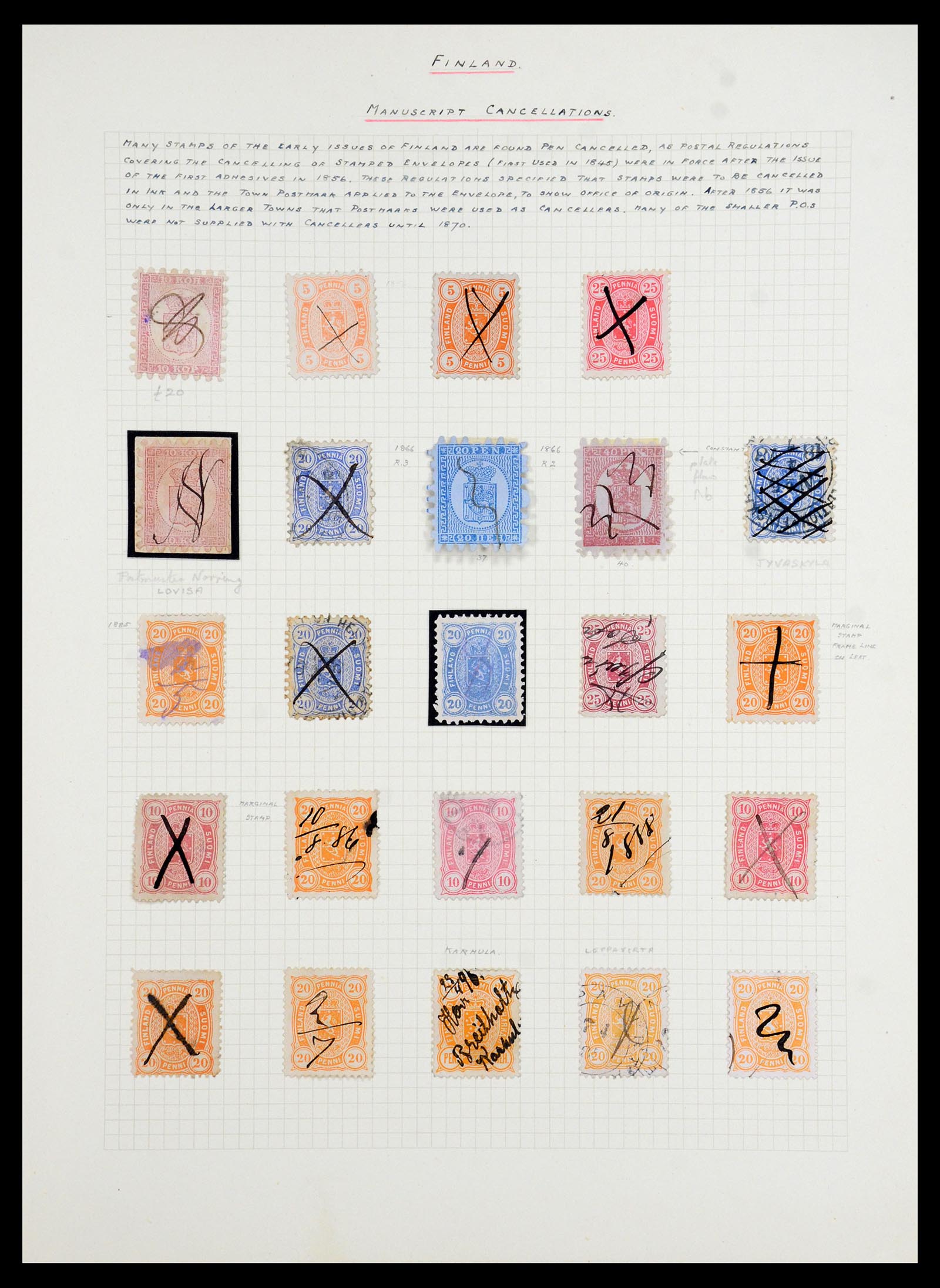 36554 002 - Postzegelverzameling 36554 Finland stempelverzameling 1850-1950.