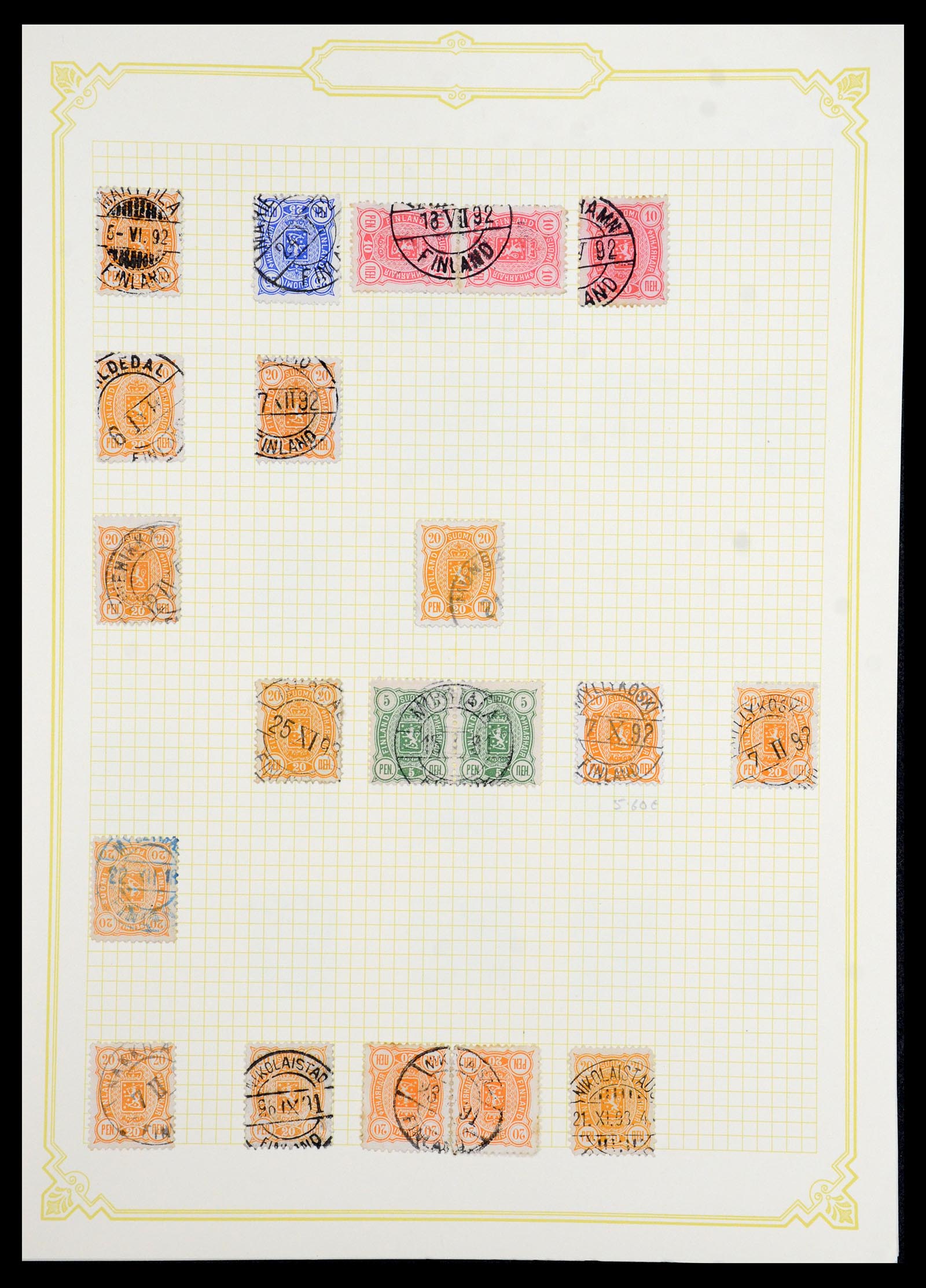 36554 030 - Postzegelverzameling 36554 Finland stempelverzameling 1850-1950.