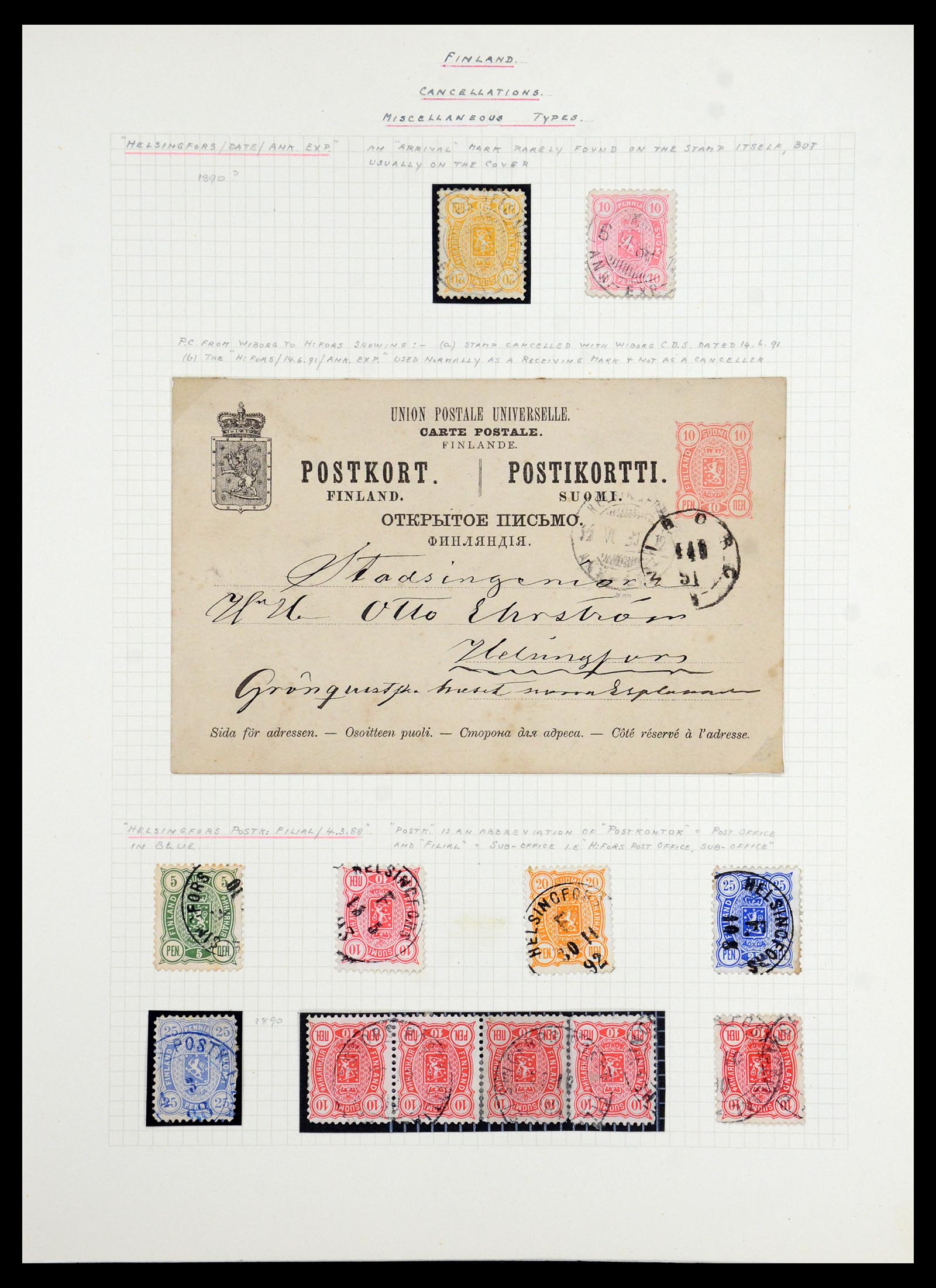 36554 037 - Postzegelverzameling 36554 Finland stempelverzameling 1850-1950.
