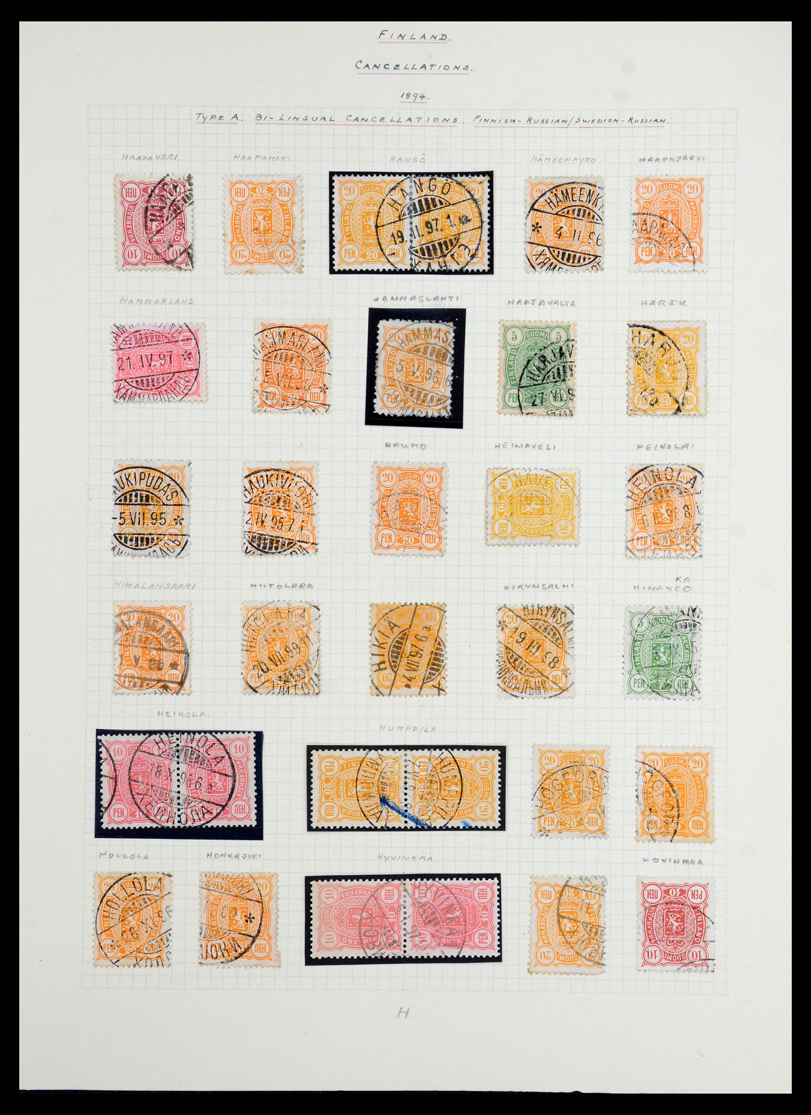 36554 040 - Postzegelverzameling 36554 Finland stempelverzameling 1850-1950.