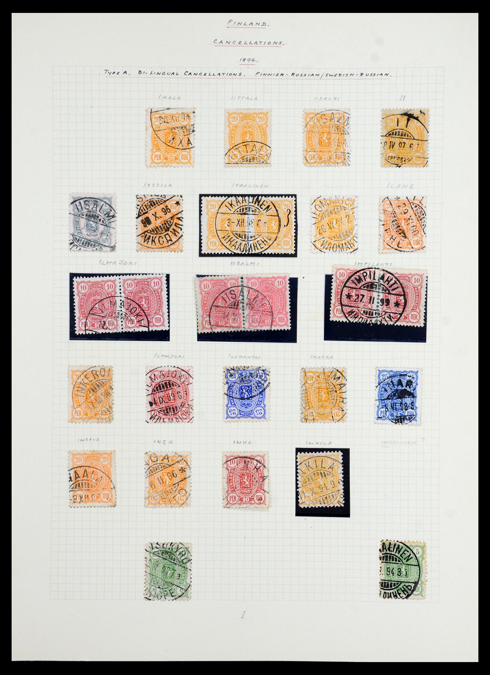 36554 041 - Postzegelverzameling 36554 Finland stempelverzameling 1850-1950.