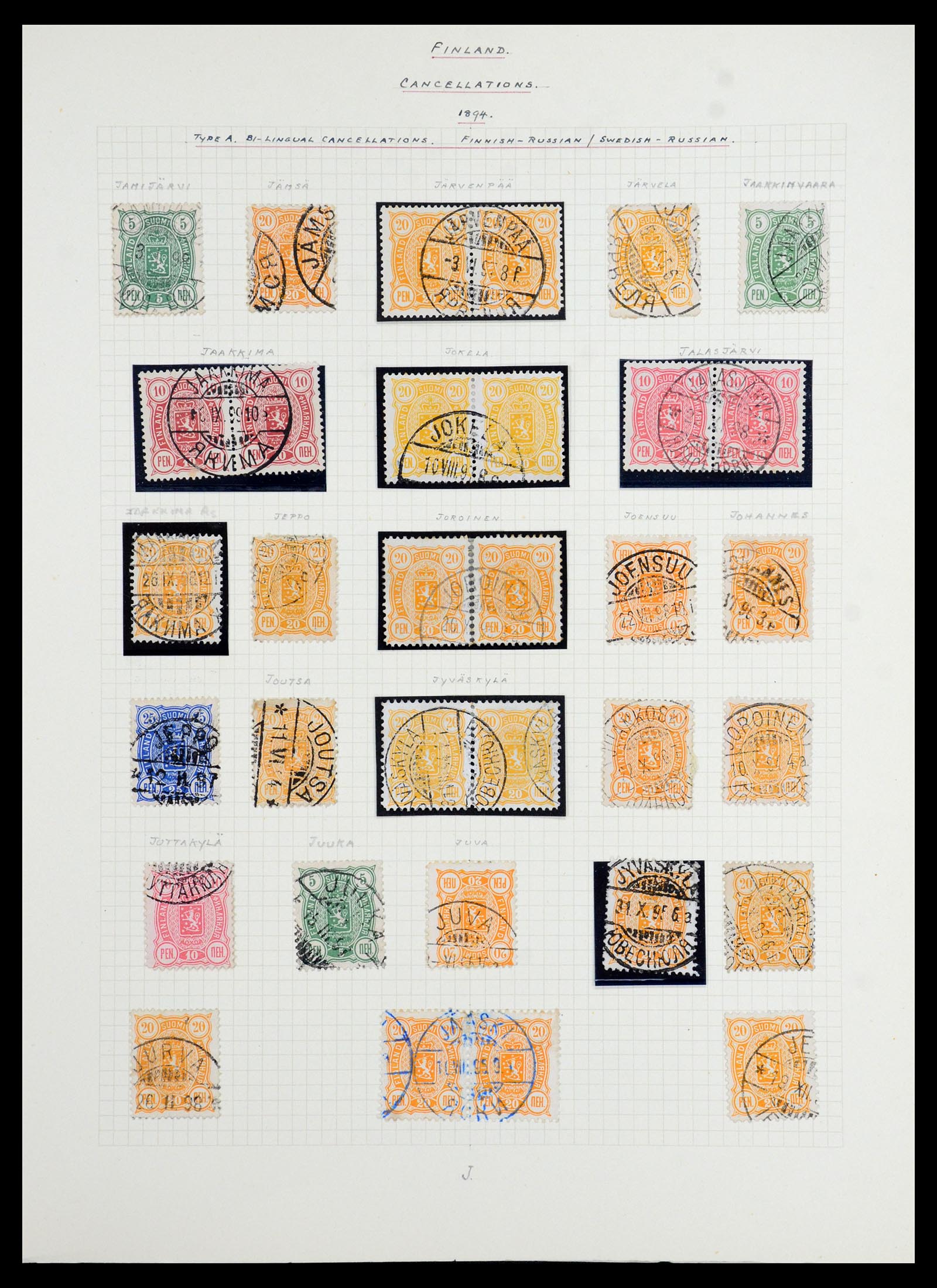 36554 042 - Postzegelverzameling 36554 Finland stempelverzameling 1850-1950.