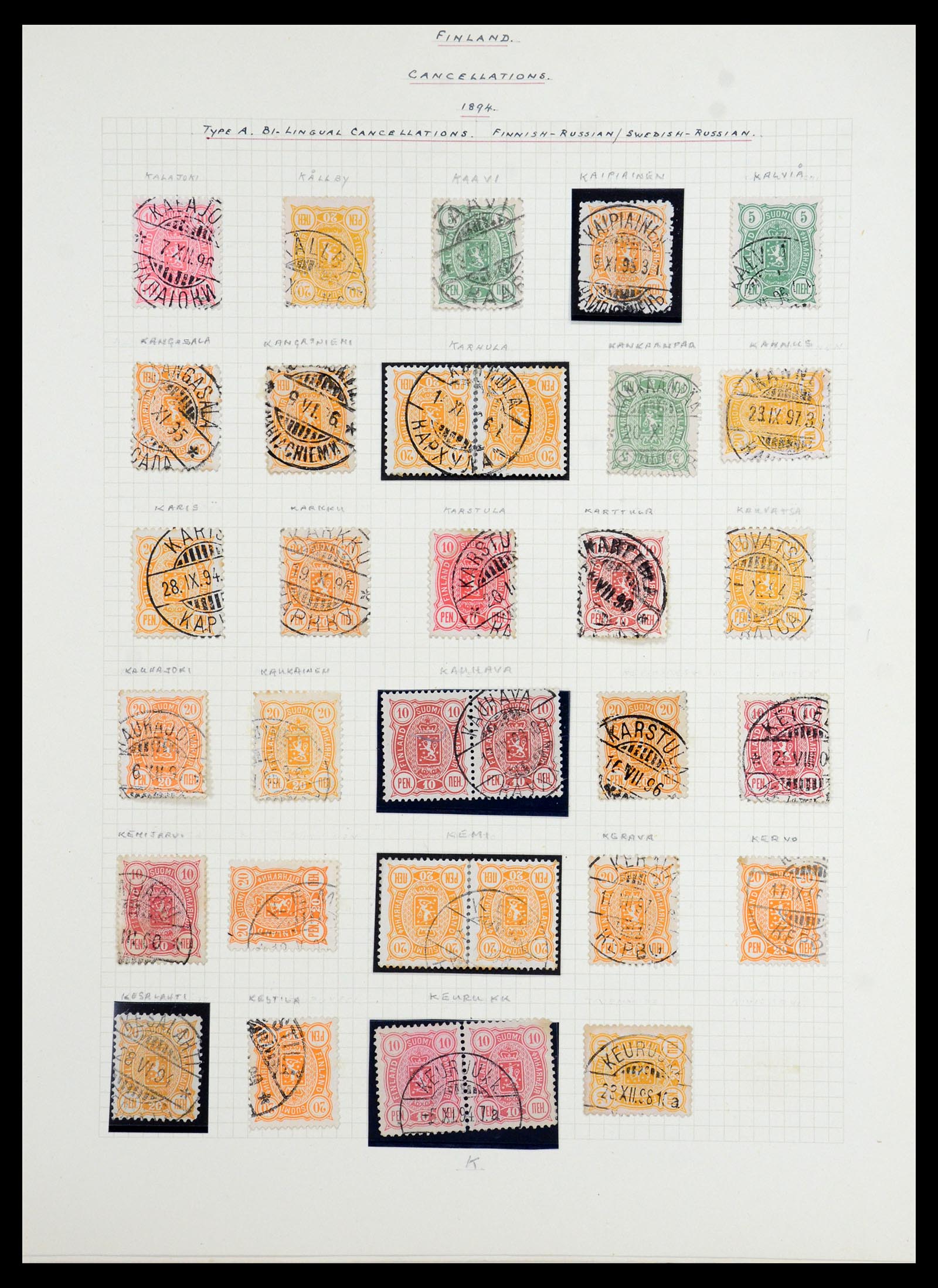 36554 043 - Postzegelverzameling 36554 Finland stempelverzameling 1850-1950.